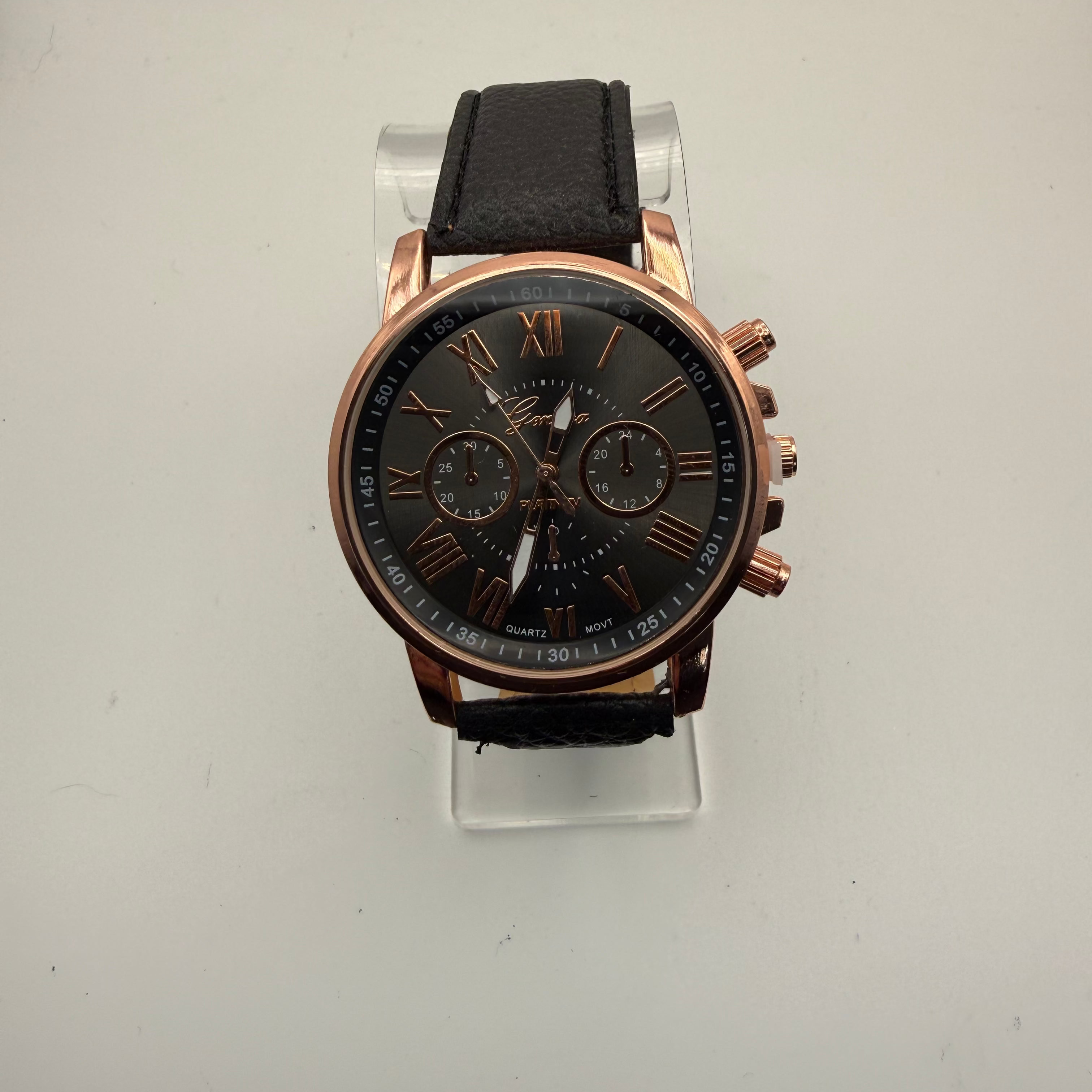 Geneva Rose Gold Tone Black Dial Quartz Watch – New In Box- £10.0