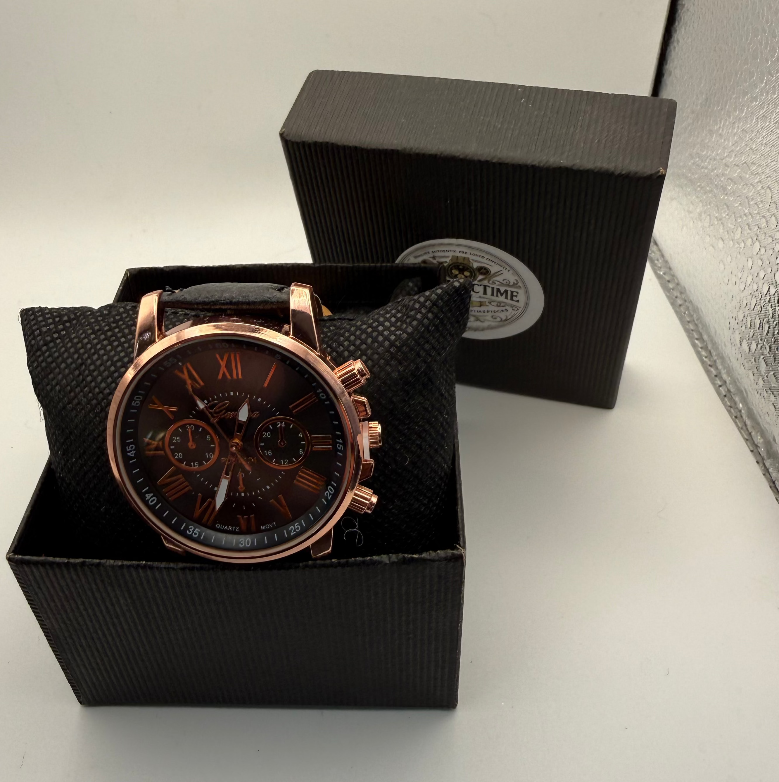 Geneva Rose Gold Tone Black Dial Quartz Watch – New In Box- £10.0