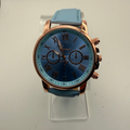 Geneva Platinum Chronograph Style Watch – Blue Dial, Rose Gold Case – New in Box- £10.00