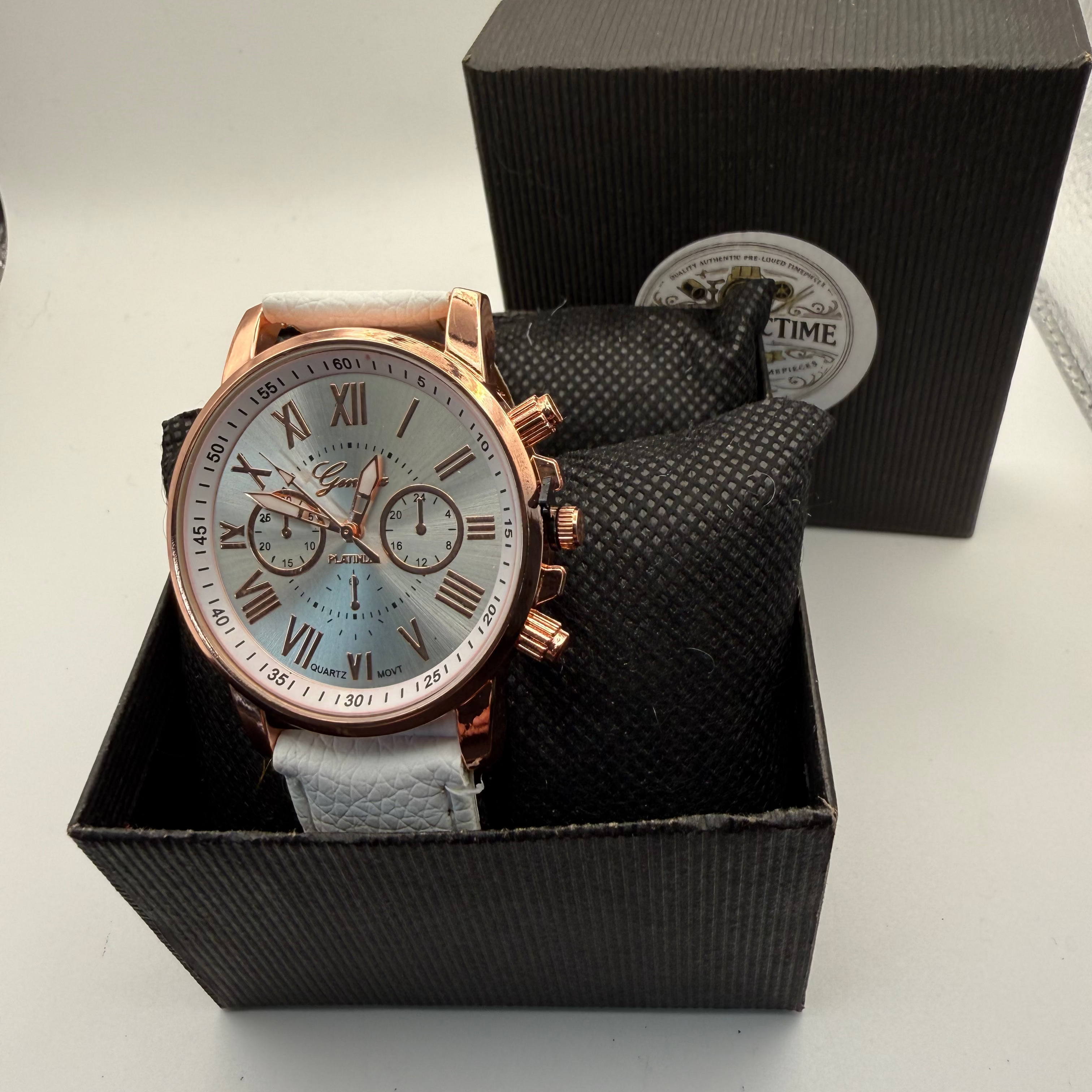 Geneva Platinum Rose Gold Tone Quartz Watch – New In Box- £10.00