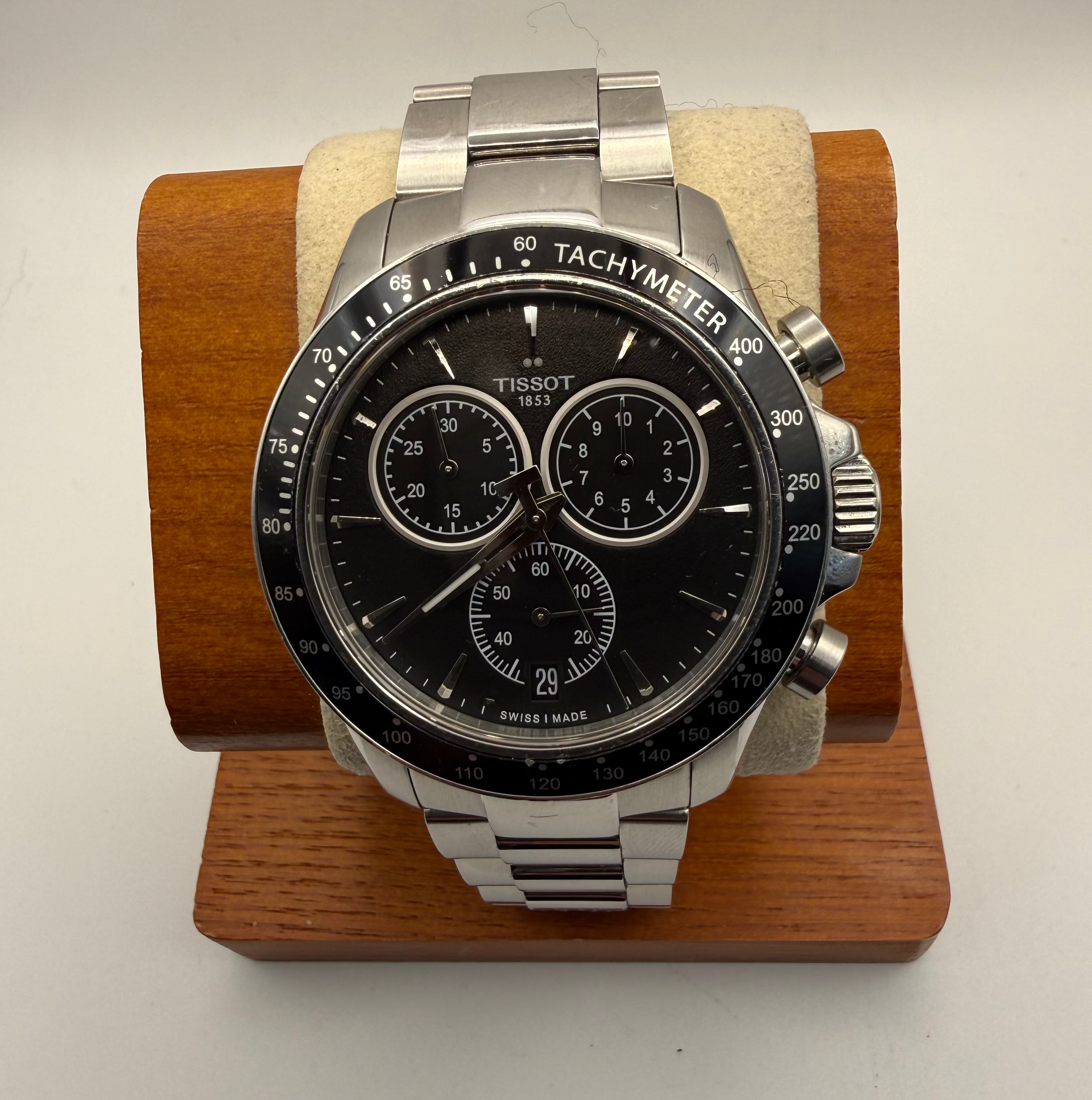 Tissot V8 Chronograph T- Sprt Swiss Black Dial Full Set Stainless Steel Watch- £229.99