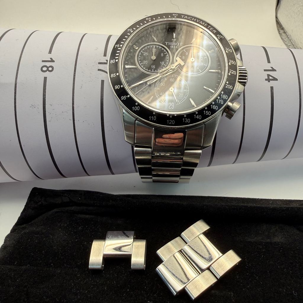 Tissot V8 Chronograph T- Sprt Swiss Black Dial Full Set Stainless Steel Watch- £229.99
