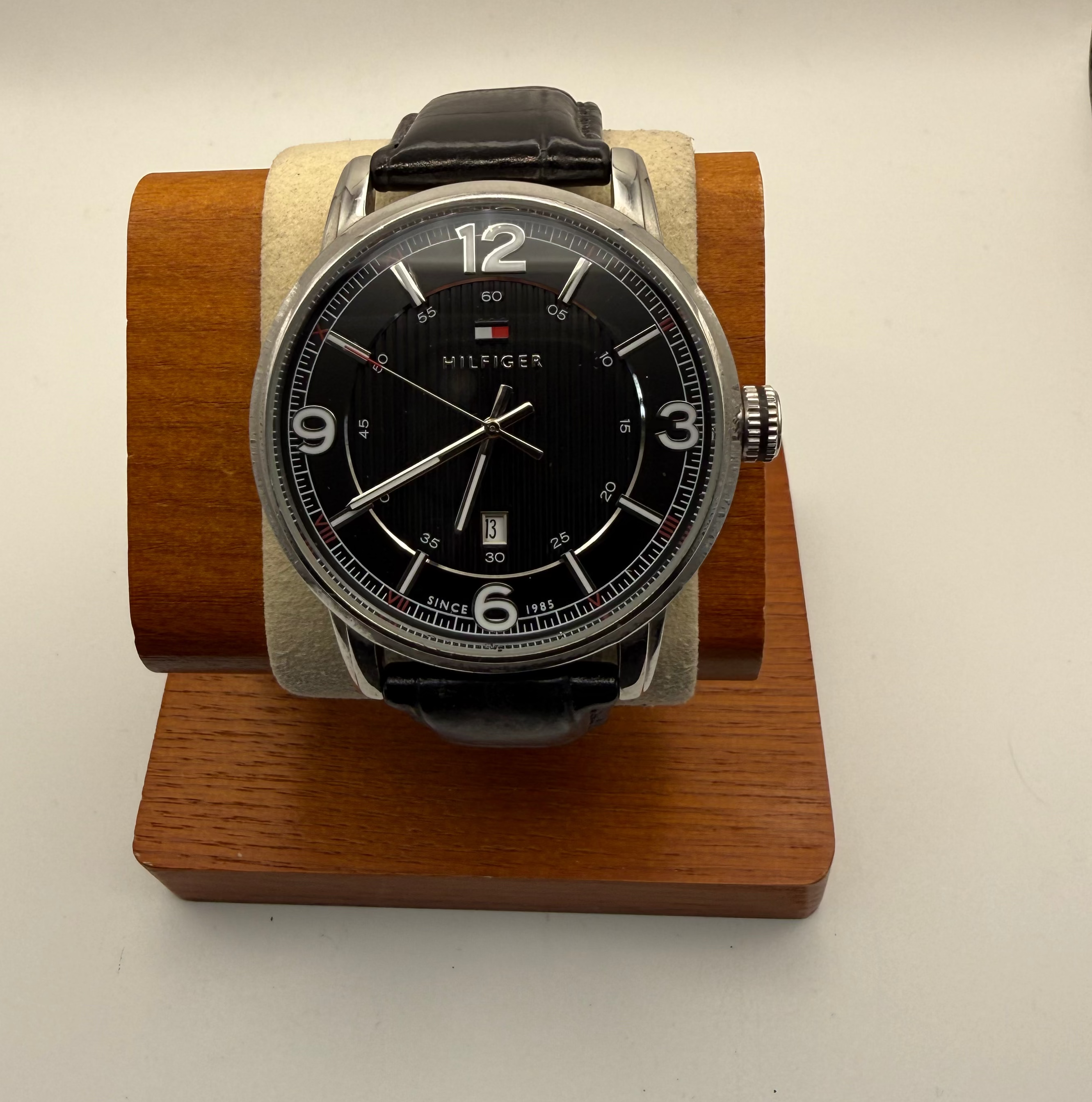 Tommy Hilfiger Black Dial Date Watch – Classic Leather Strap- £44.99