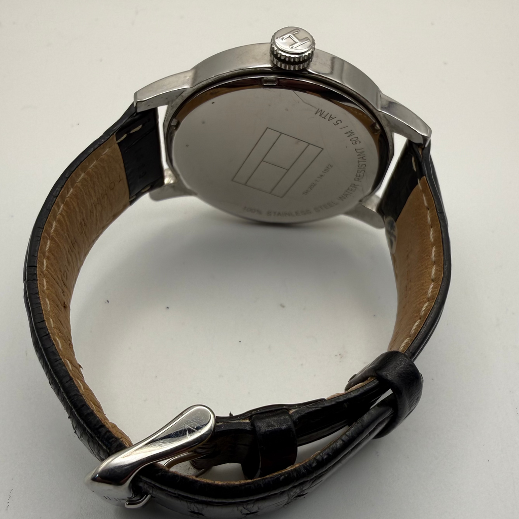 Tommy Hilfiger Black Dial Date Watch – Classic Leather Strap- £44.99