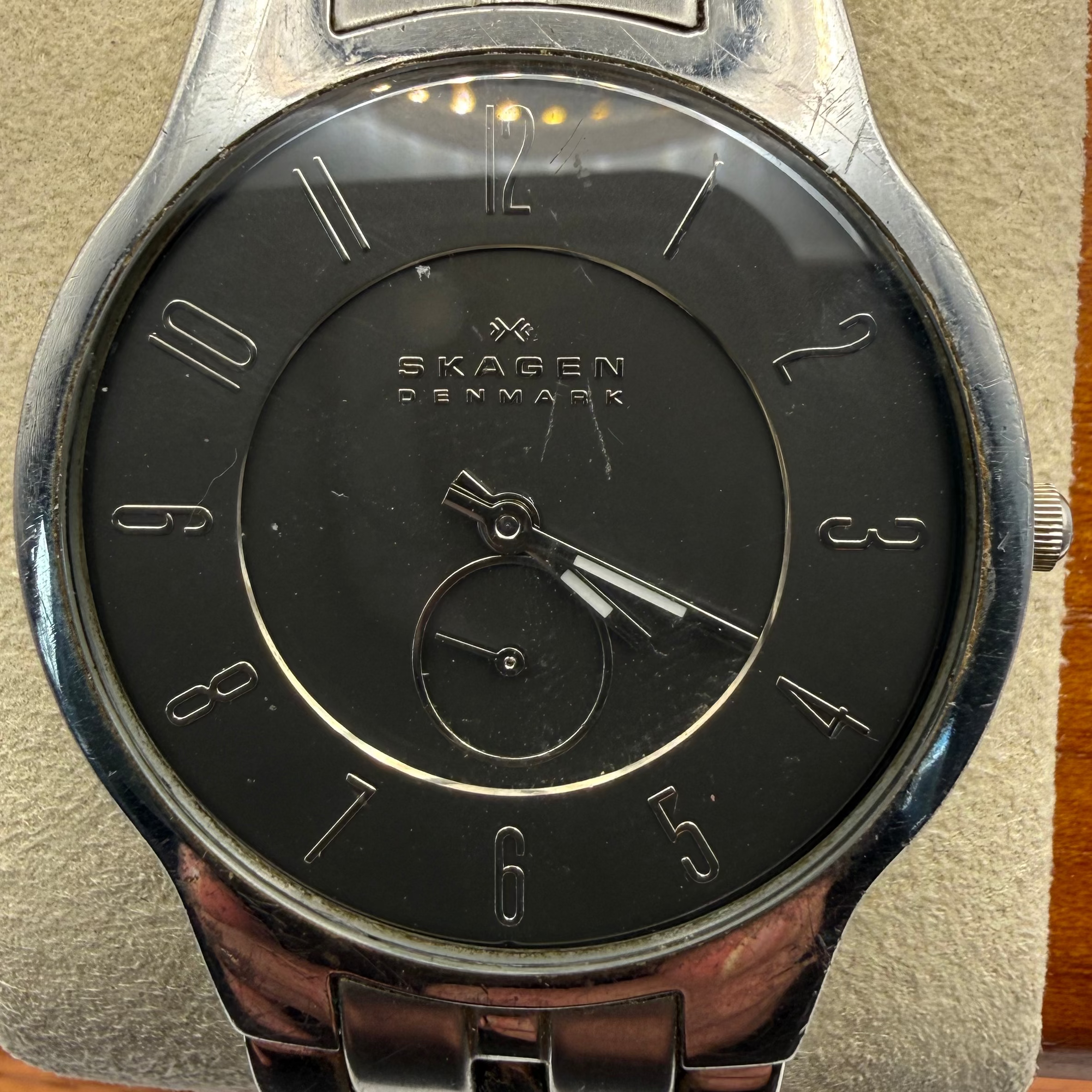 Skagen Denmark Stainless Steel Watch – Black Dial – Bracelet 16cm- £39.99