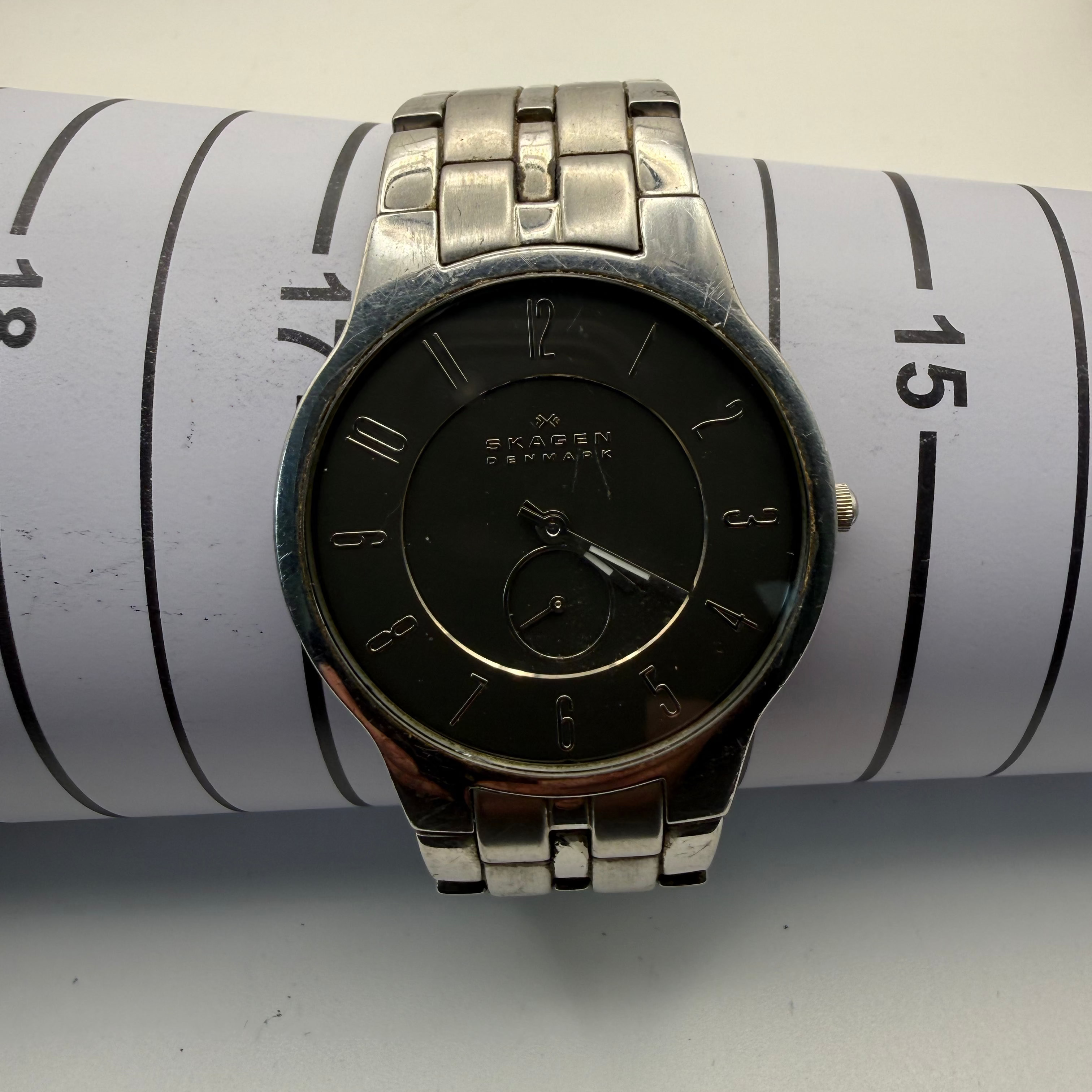 Skagen Denmark Stainless Steel Watch – Black Dial – Bracelet 16cm- £39.99