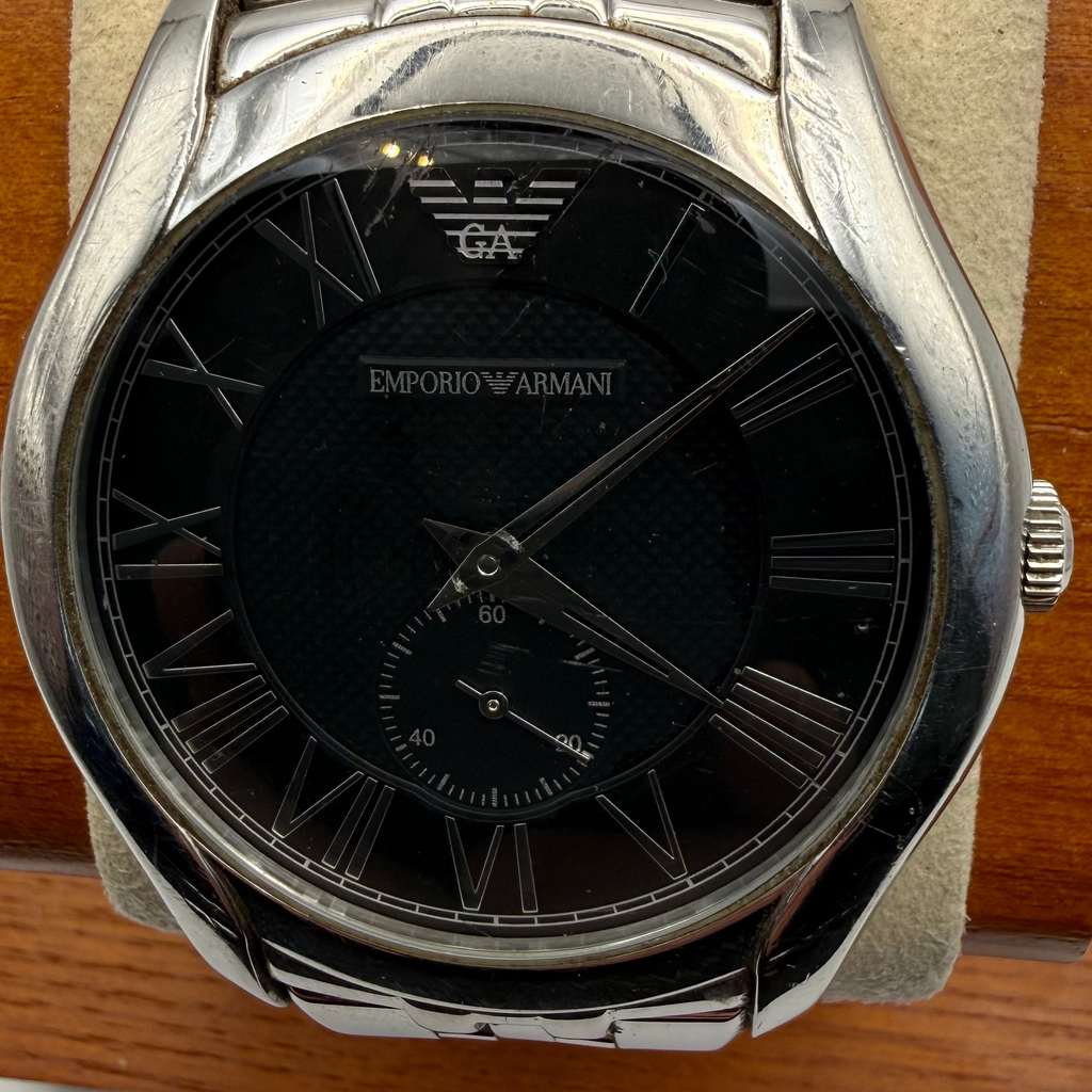 Emporio Armani AR-1706 Stainless Steel Watch – Black Dial – 16cm Bracelet- £59.99