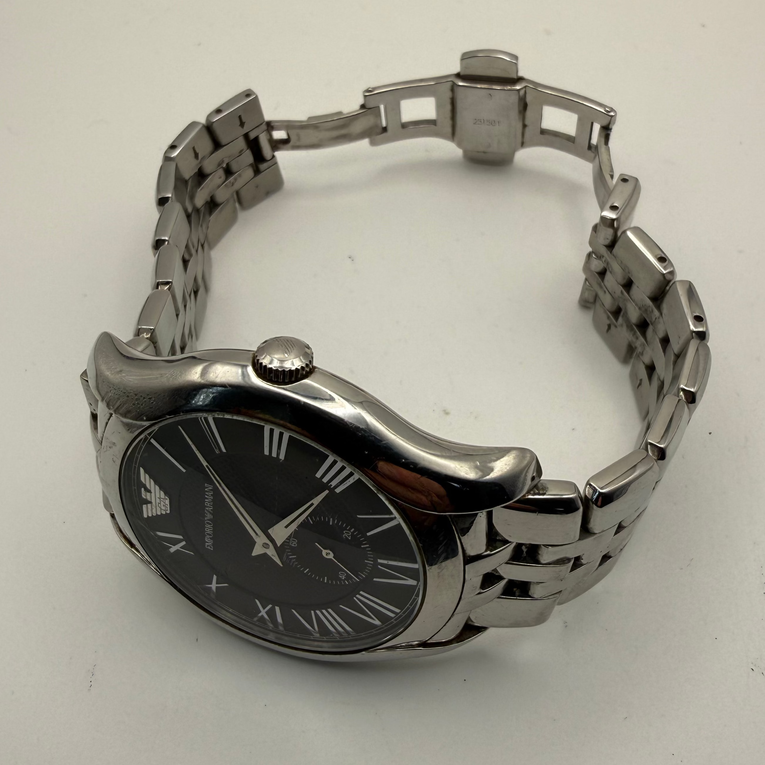 Emporio Armani AR-1706 Stainless Steel Watch – Black Dial – 16cm Bracelet- £59.99