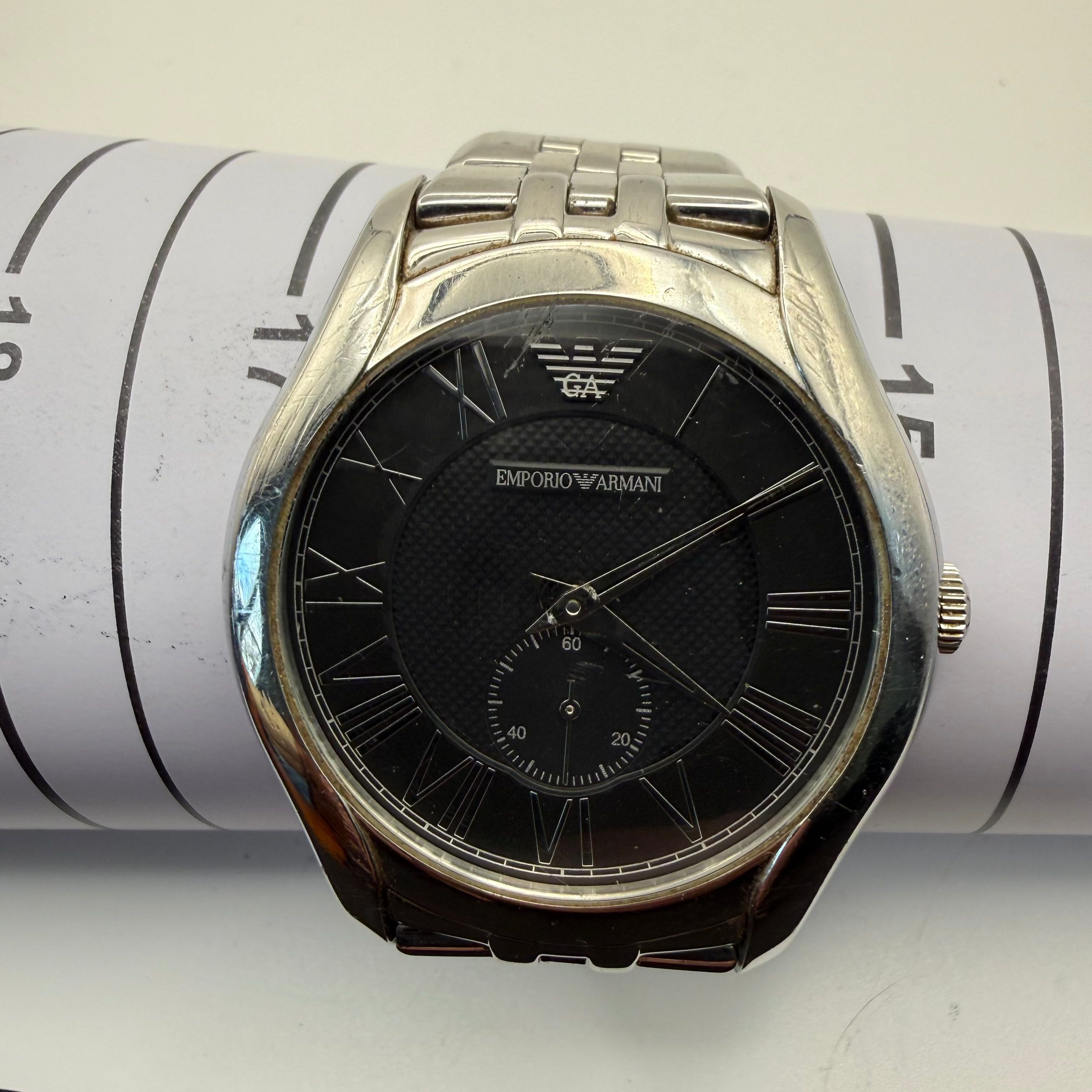 Emporio Armani AR-1706 Stainless Steel Watch – Black Dial – 16cm Bracelet- £59.99