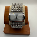 Sargent fashion watch with a bold silver-tone rectangular case
