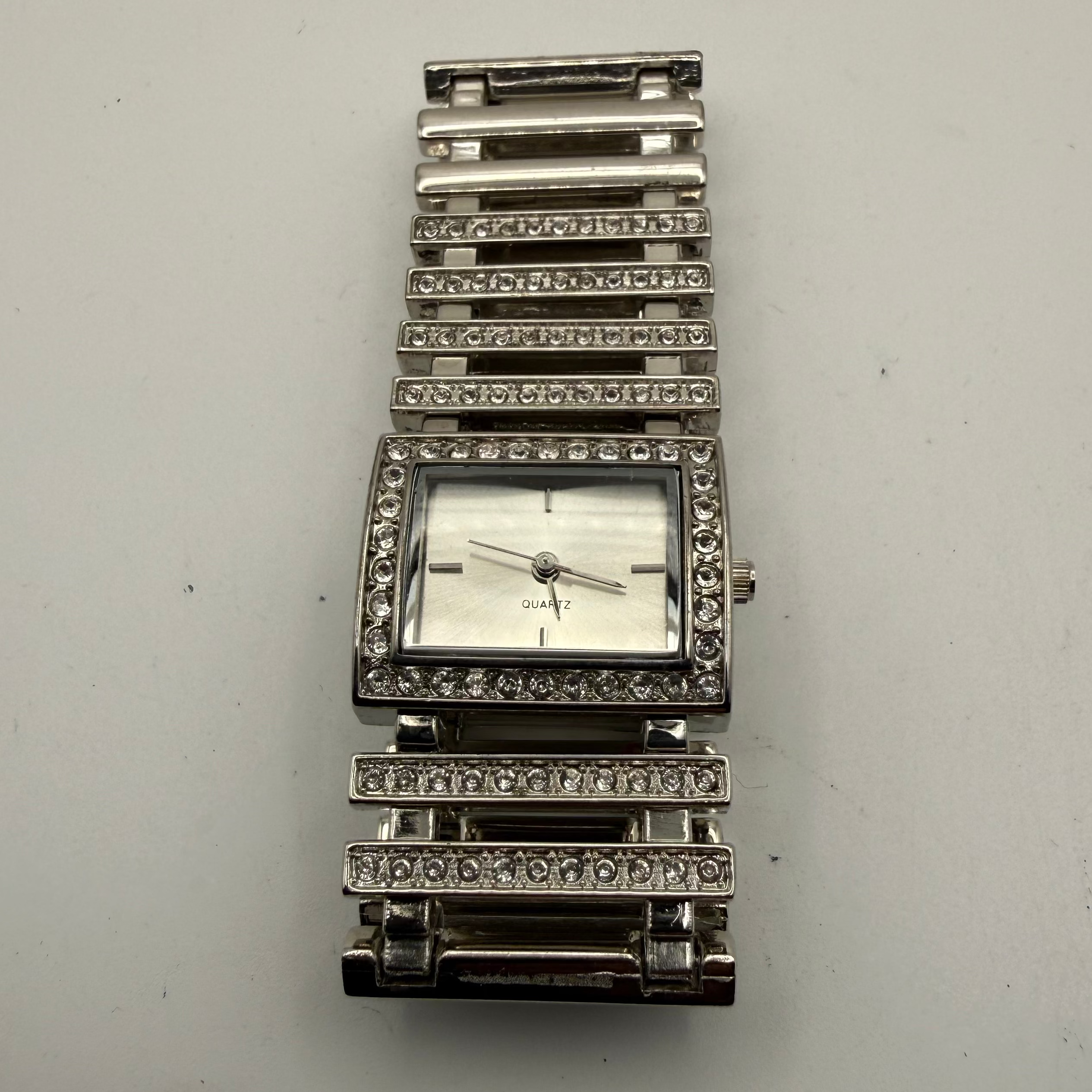 Sargent Fashion ladies watch with a striking silver-tone rectangular case- £7.00