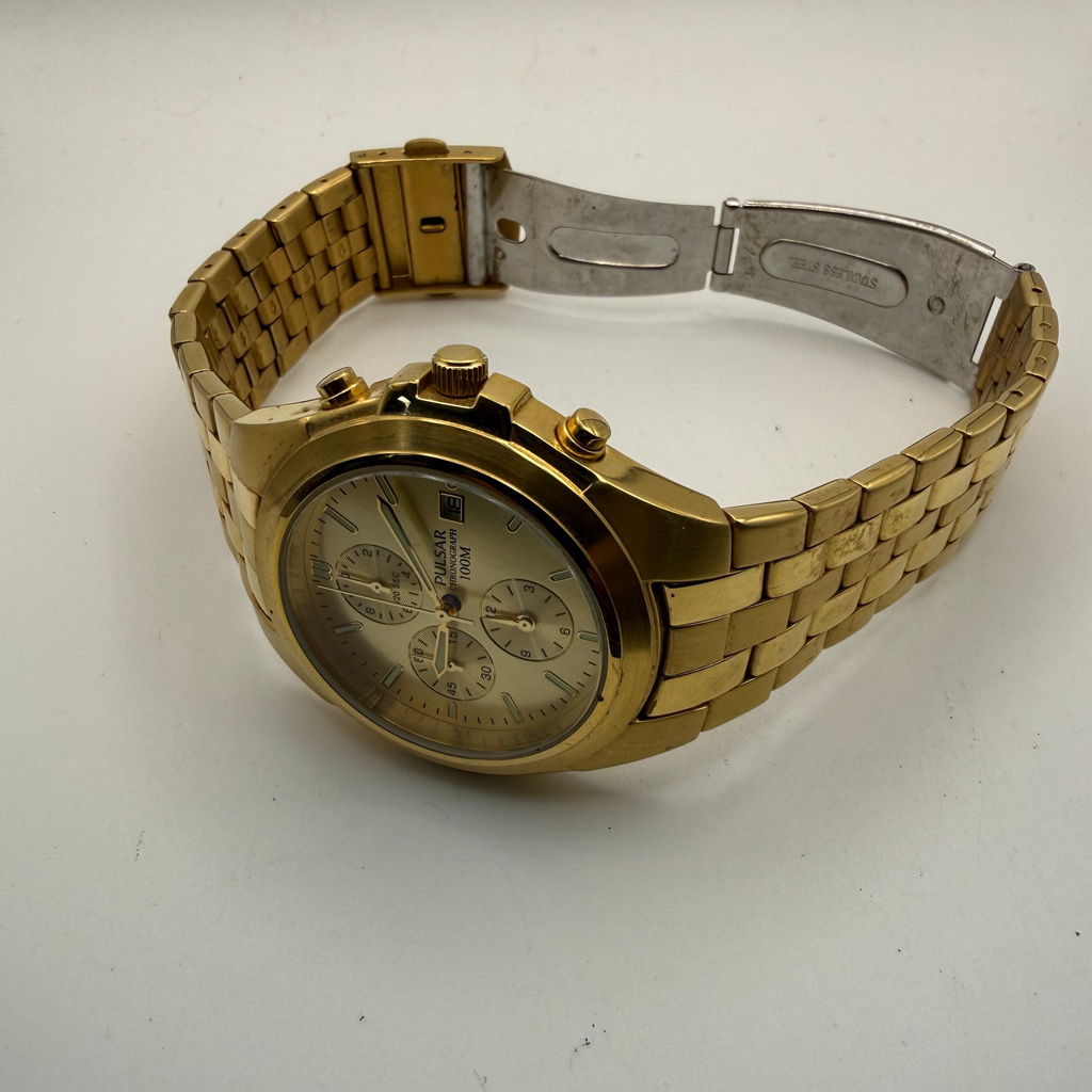 Pulsar YM92-X122 Gold Tone Chronograph Watch 100M- £49.99