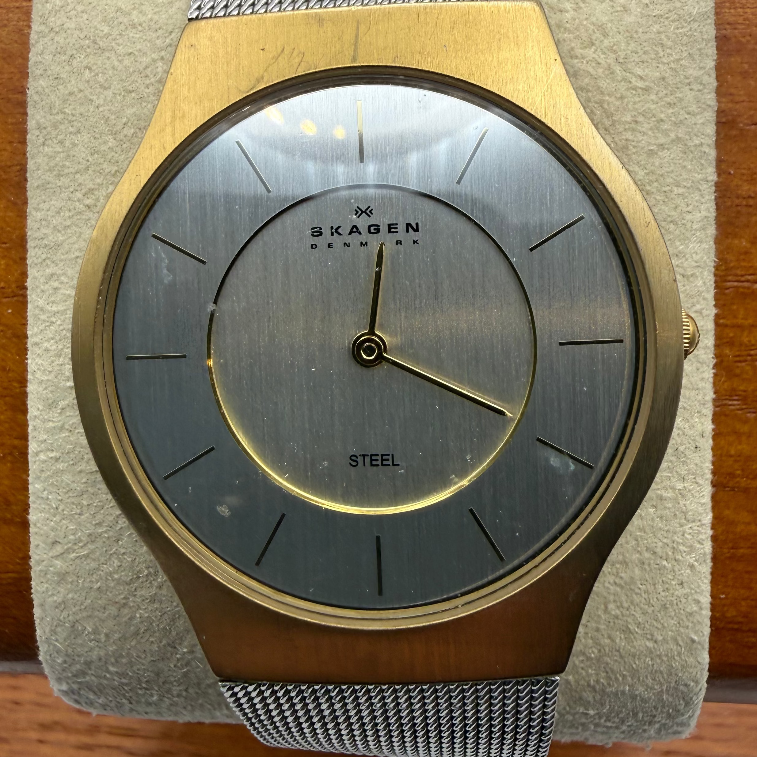 Skagen Denmark Minimalist Gold & Silver Mesh Watch- £49.99