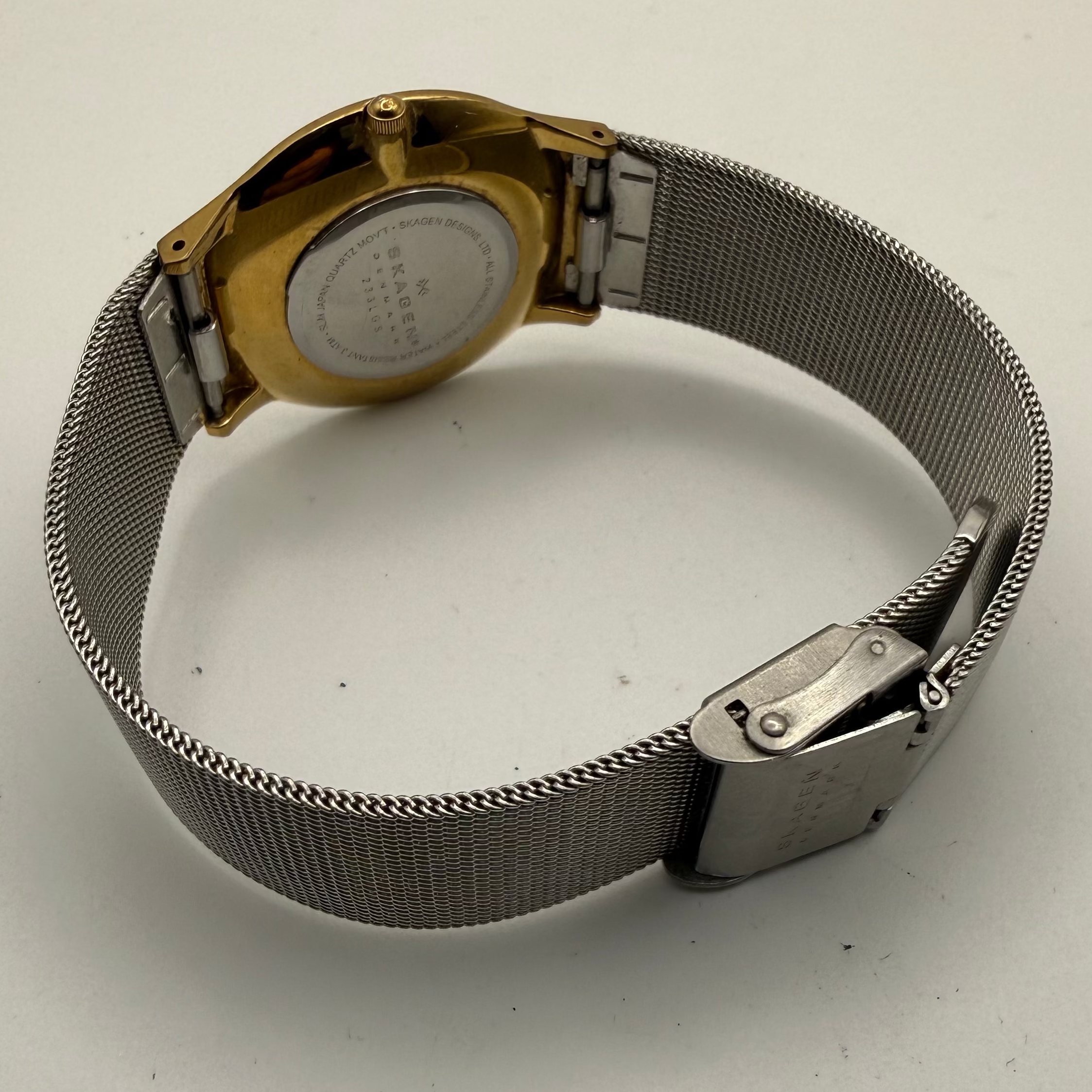 Skagen Denmark Minimalist Gold & Silver Mesh Watch- £49.99