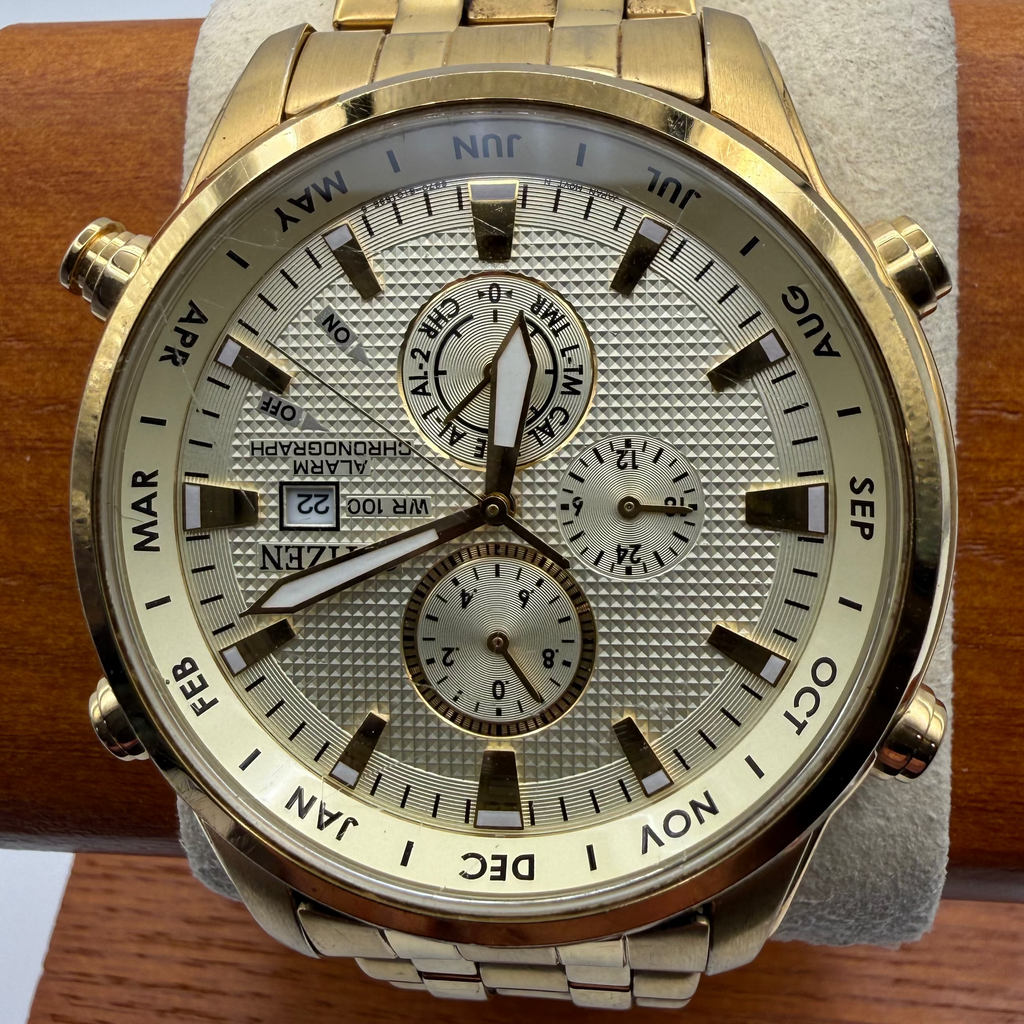Citizen 6850-SD8B37 Alarm Chronograph WR100 Gold Tone Watch- £129.99