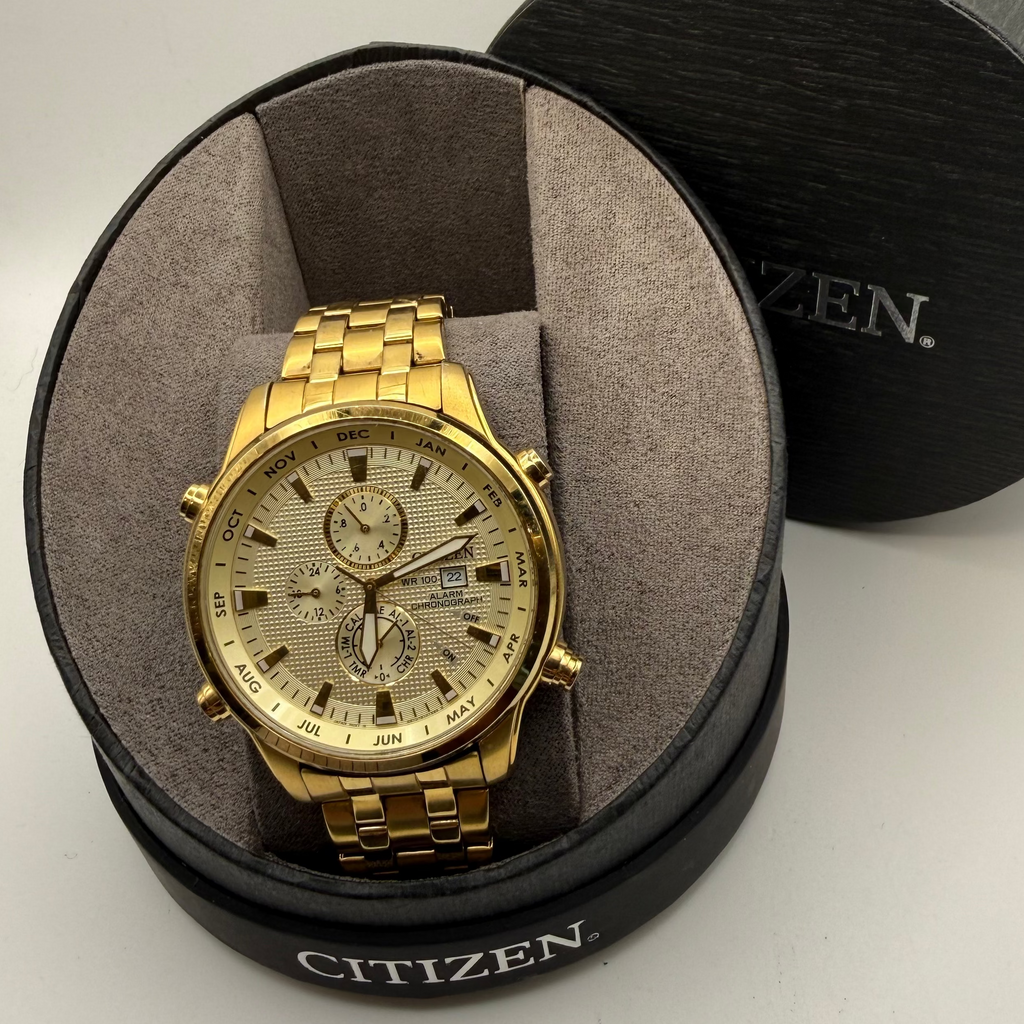 Citizen 6850-SD8B37 Alarm Chronograph WR100 Gold Tone Watch- £129.99