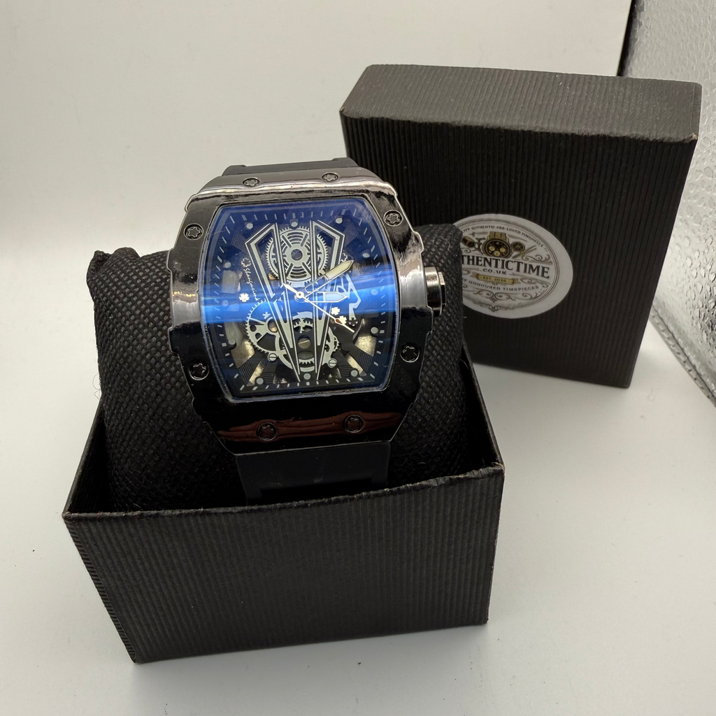 Black Skeleton Style Tonneau Watch – New In Box- £24.99