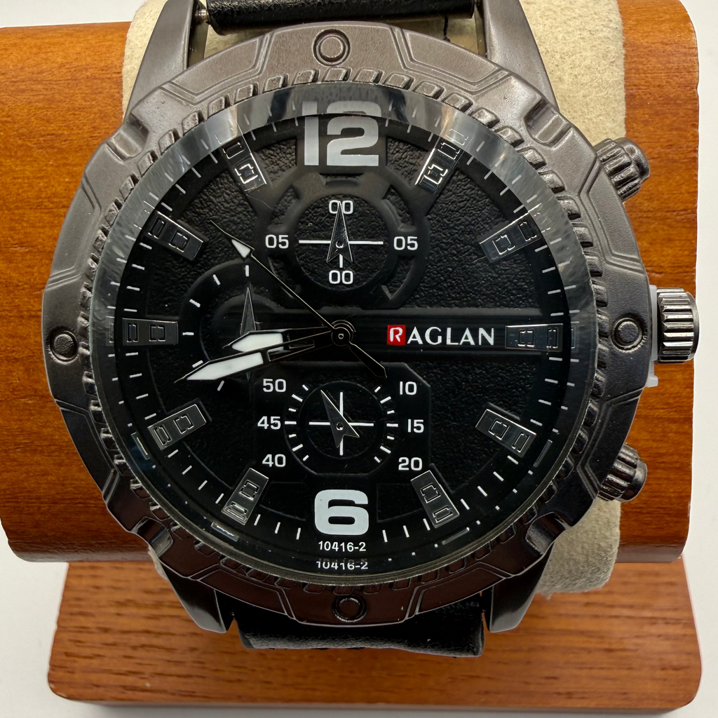 Raglan Oversized Black Dial Fashion Watch New in Box- £