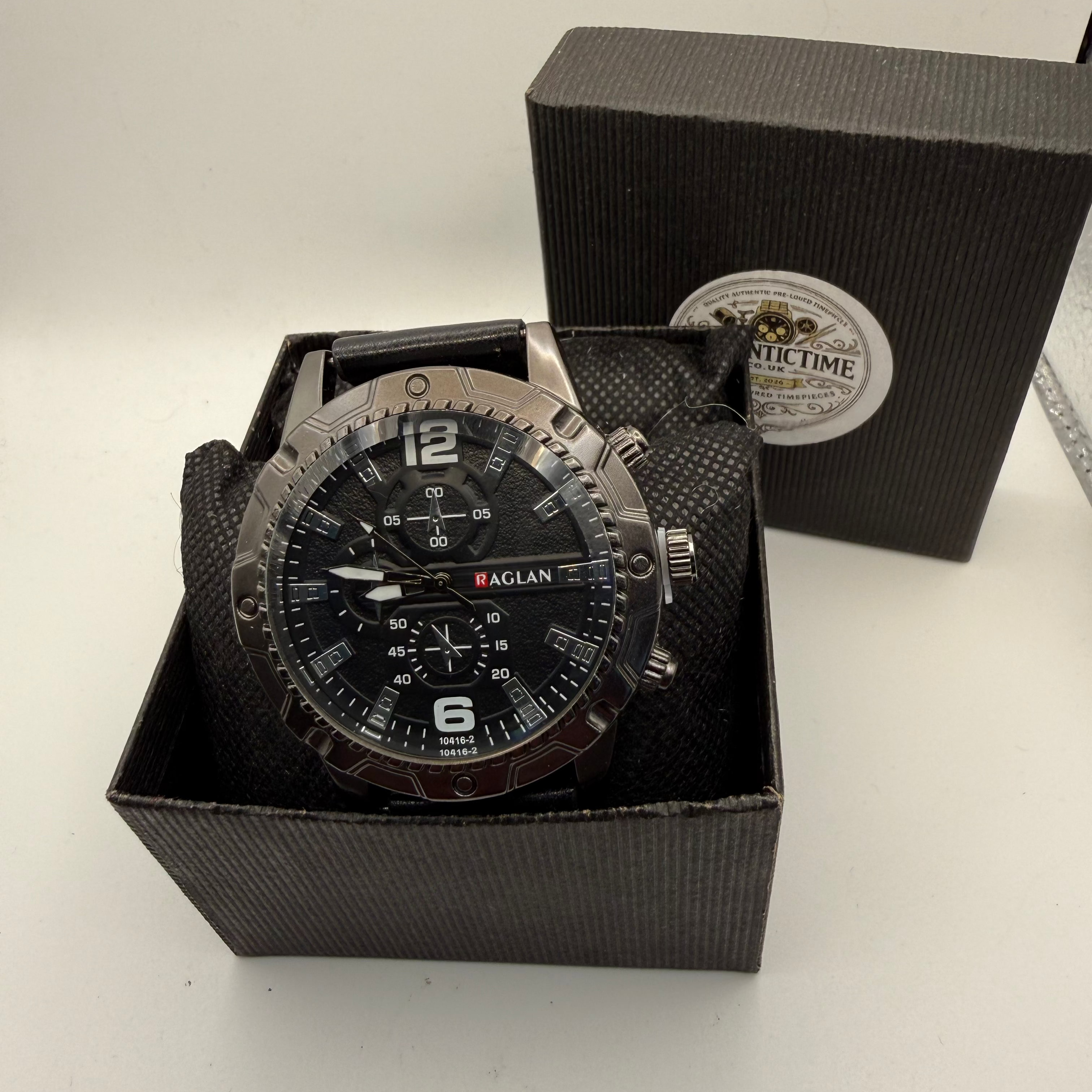 Raglan Oversized Black Dial Fashion Watch New in Box- £