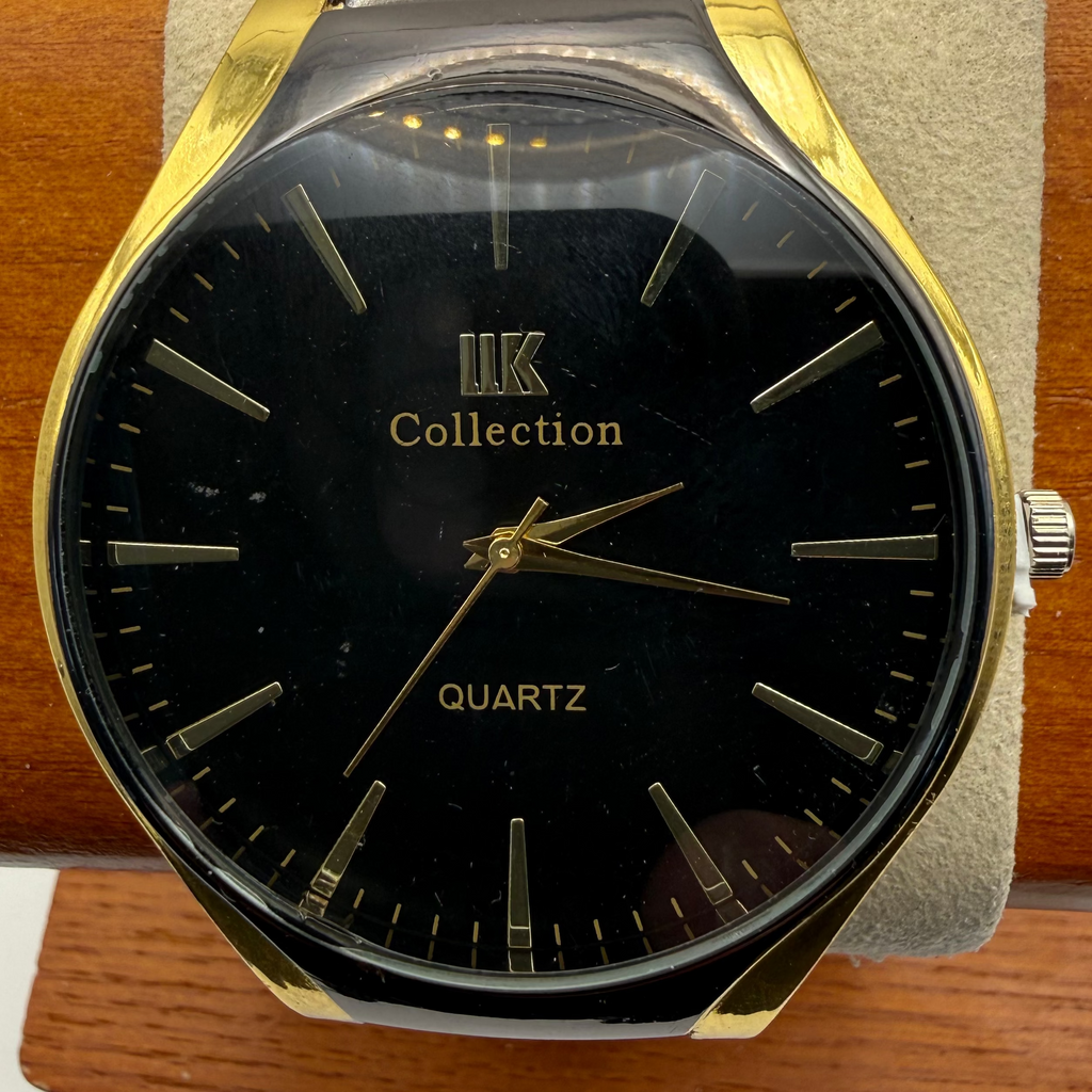 IK Collection Oversize Gents Fashion Watch 45.5mm Black Dial Two-Tone Bracelet- £24.99
