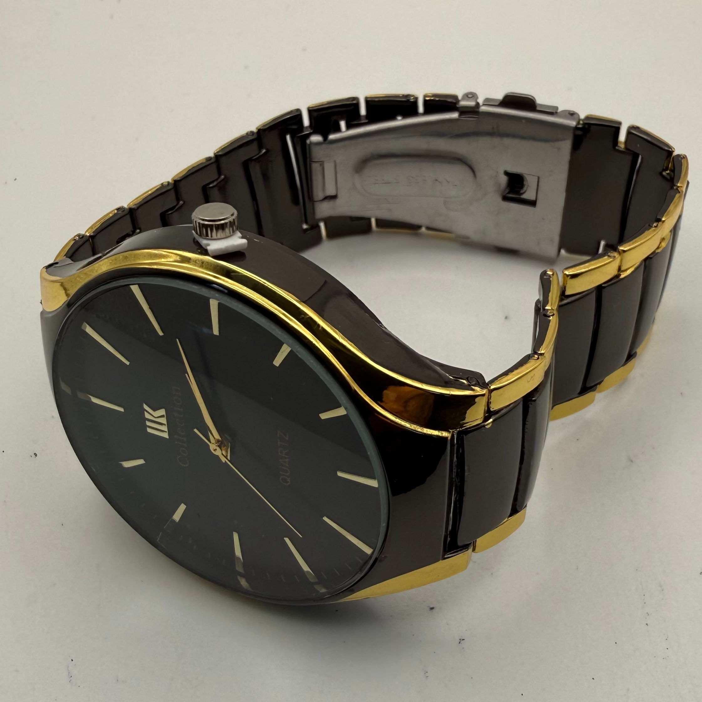IK Collection Oversize Gents Fashion Watch 45.5mm Black Dial Two-Tone Bracelet- £24.99