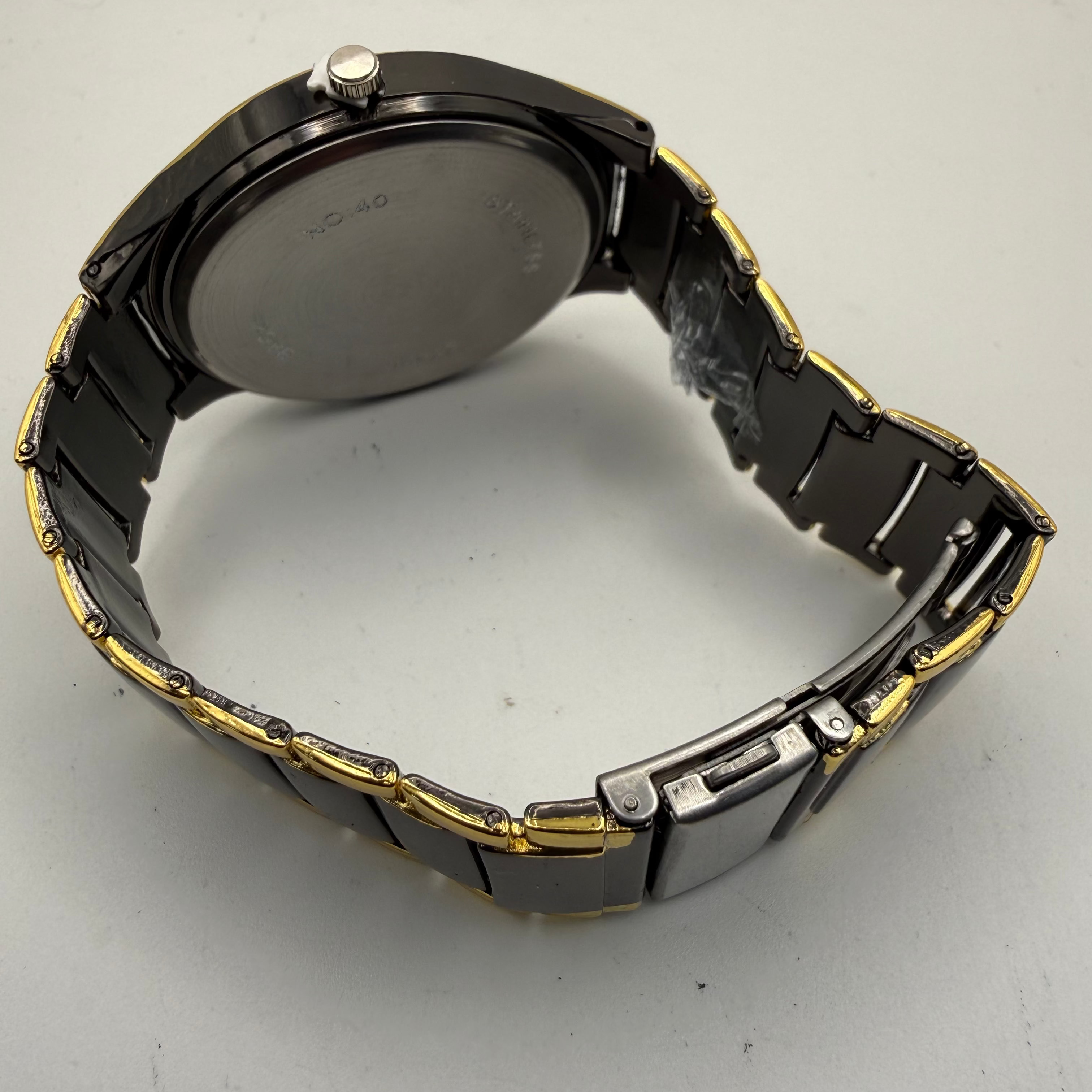 IK Collection Oversize Gents Fashion Watch 45.5mm Black Dial Two-Tone Bracelet- £24.99