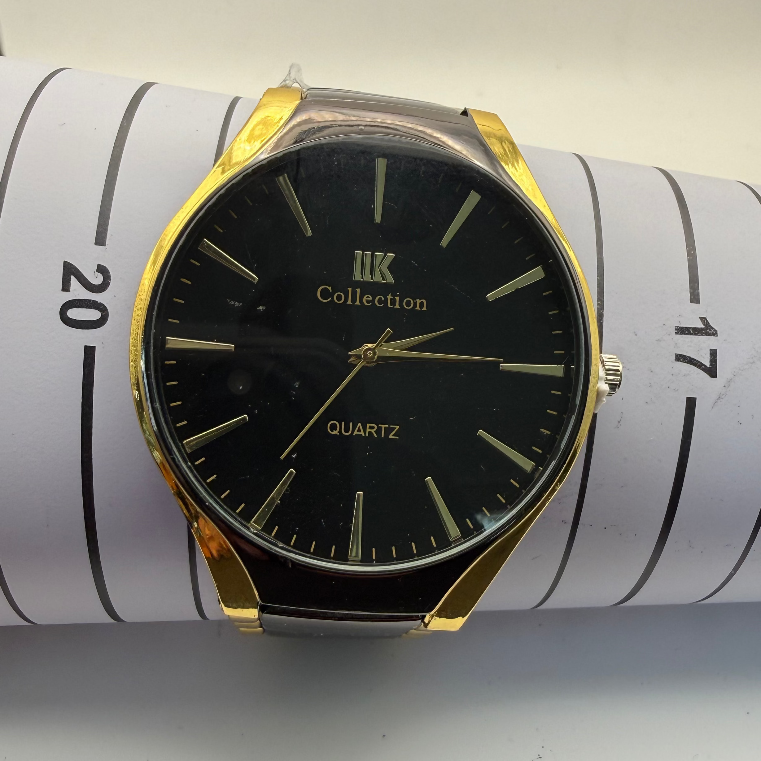 IK Collection Oversize Gents Fashion Watch 45.5mm Black Dial Two-Tone Bracelet- £24.99