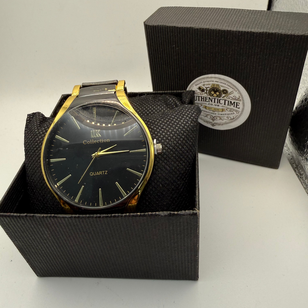 IK Collection Oversize Gents Fashion Watch 45.5mm Black Dial Two-Tone Bracelet- £24.99