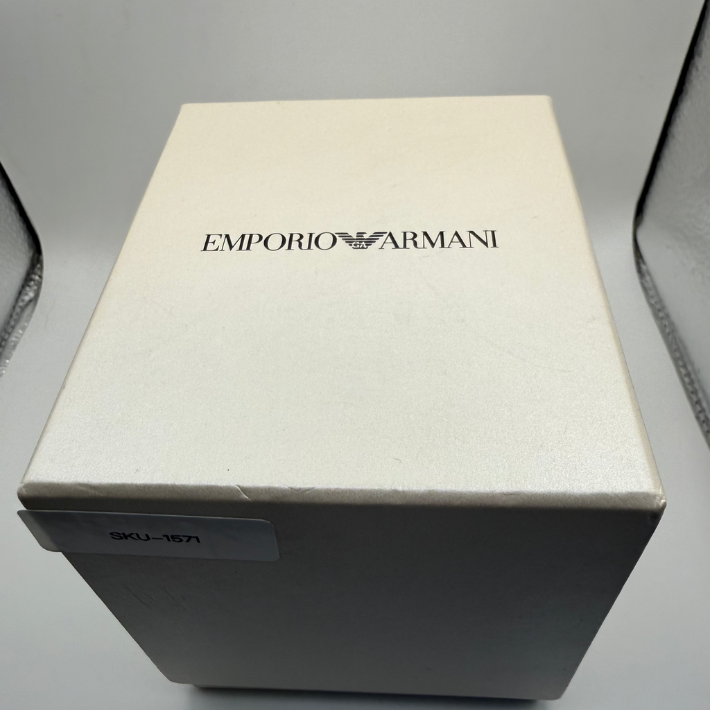 Emporio Armani Rectangular Black Dial Stainless Steel Watch – Classic Tank Style- £99.99