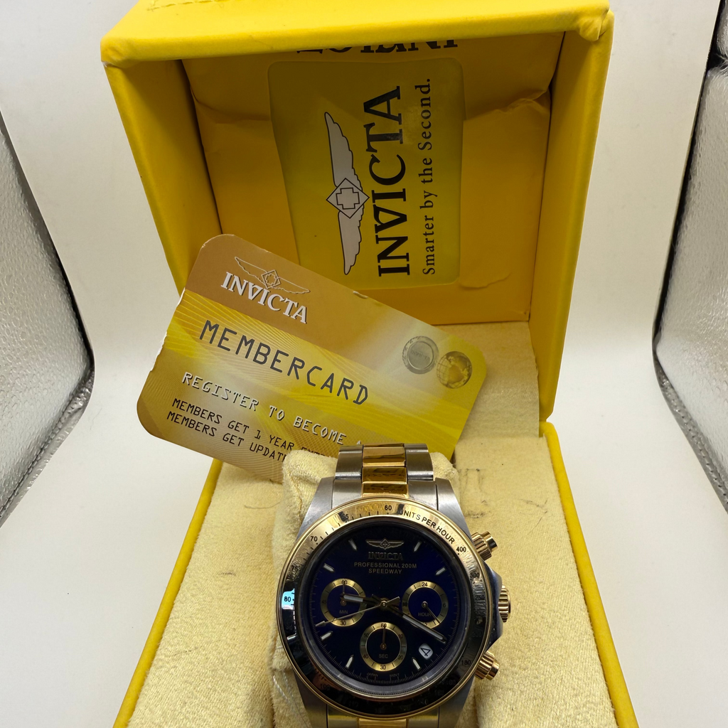Invicta Speedway Professional 200M Chronograph 3644 Blue Dial Two Tone Full Set- £109.99