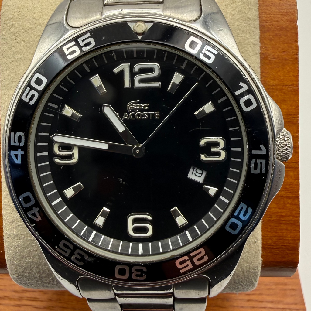 Lacoste Stainless Steel Black Dial Watch – Pre-Loved Excellent Condition- £49.99