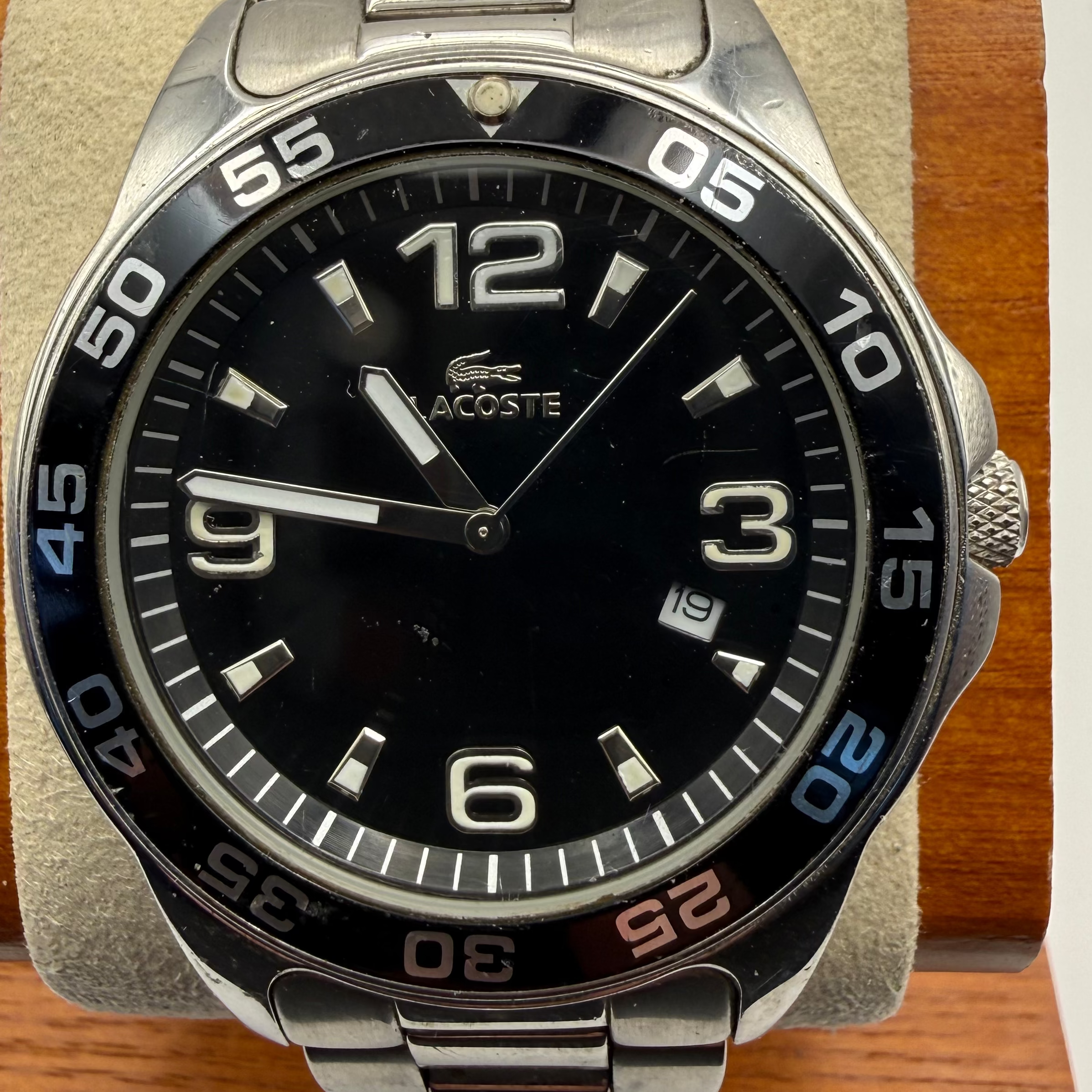 Lacoste Stainless Steel Black Dial Watch – Pre-Loved Excellent Condition- £49.99