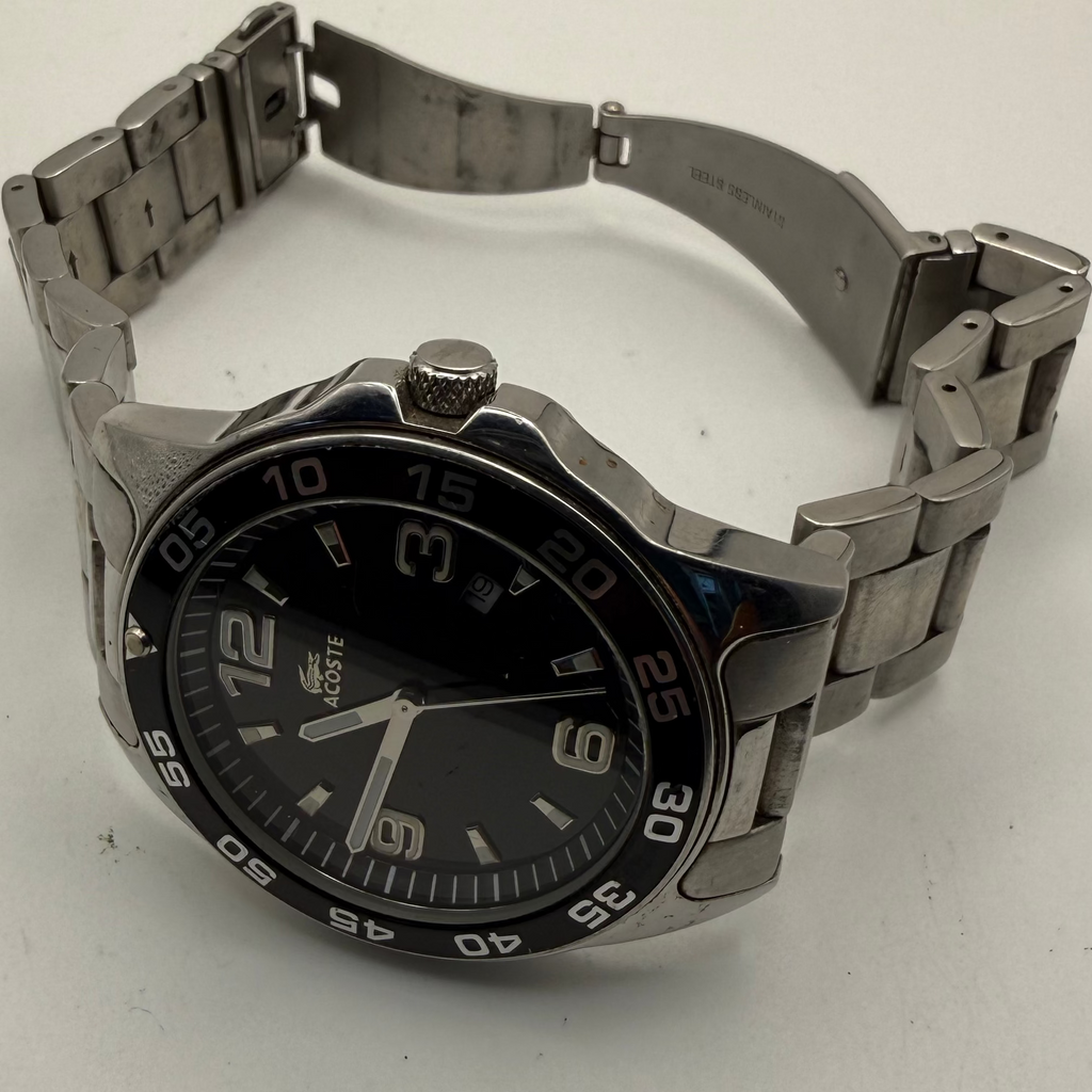 Lacoste Stainless Steel Black Dial Watch – Pre-Loved Excellent Condition- £49.99