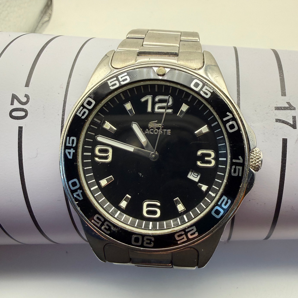 Lacoste Stainless Steel Black Dial Watch – Pre-Loved Excellent Condition- £49.99