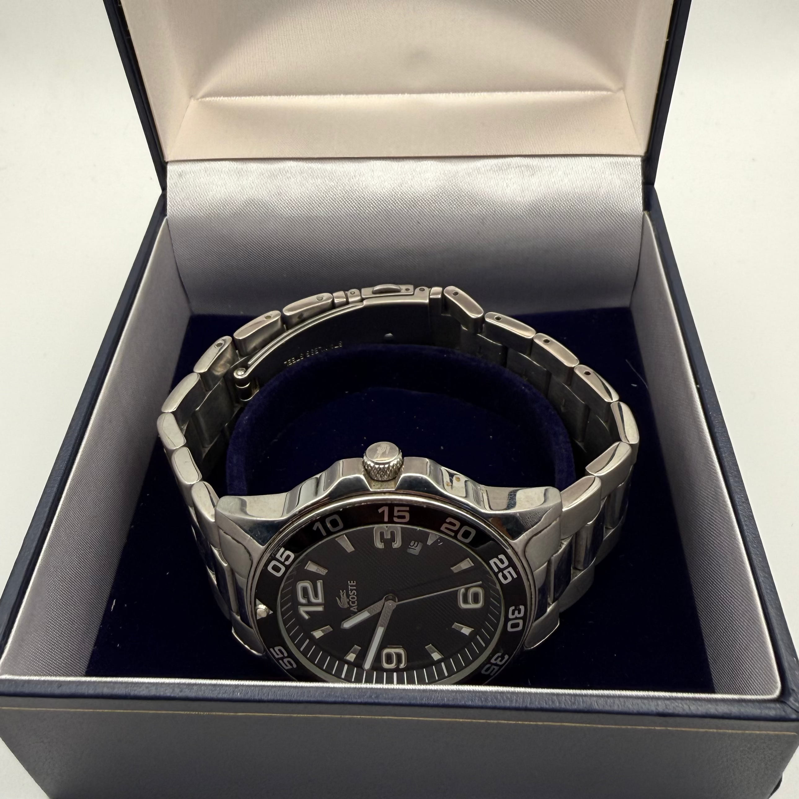 Lacoste Stainless Steel Black Dial Watch – Pre-Loved Excellent Condition- £49.99