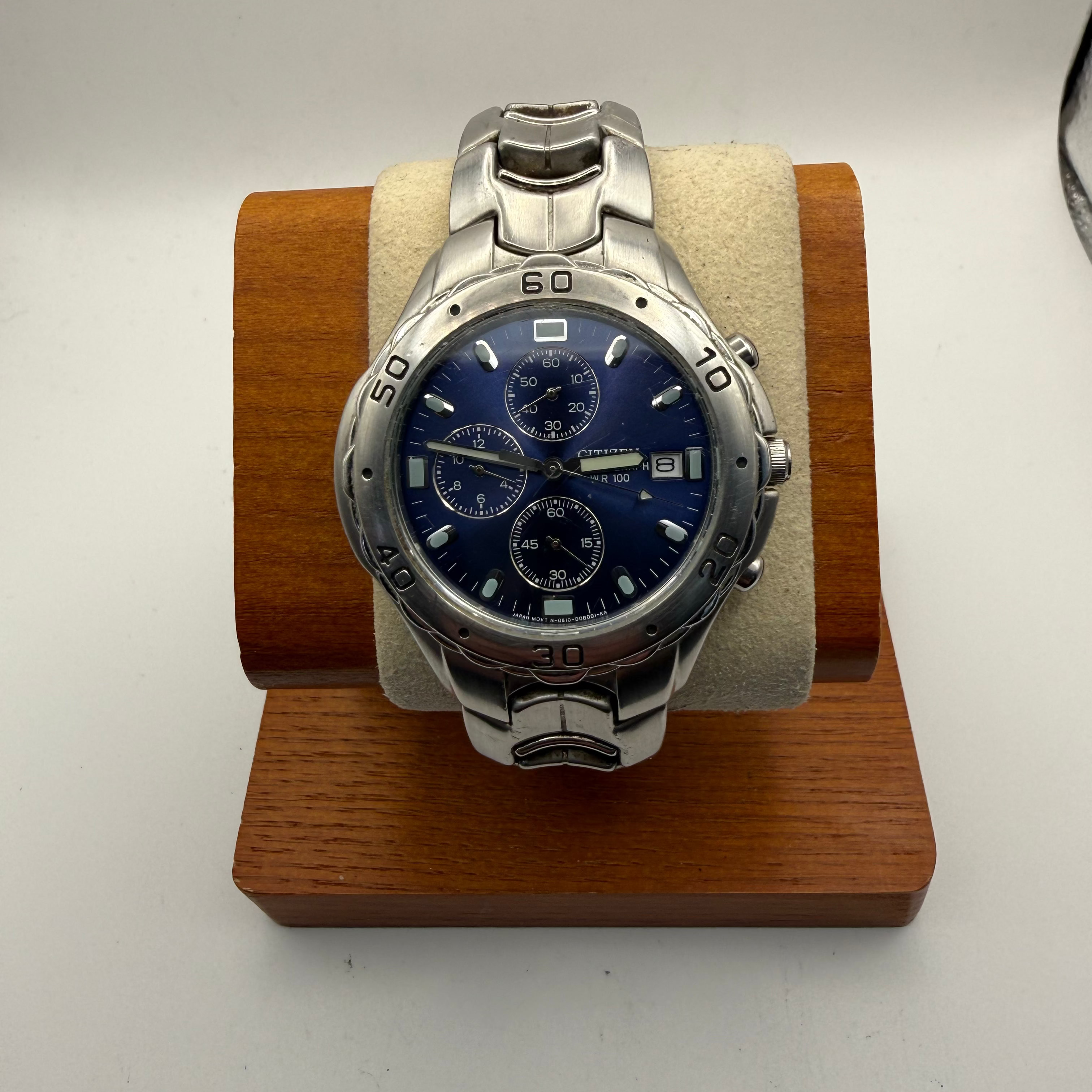 Citizen Blue Dial Chronograph WR100 Stainless Steel Watch- £89.99