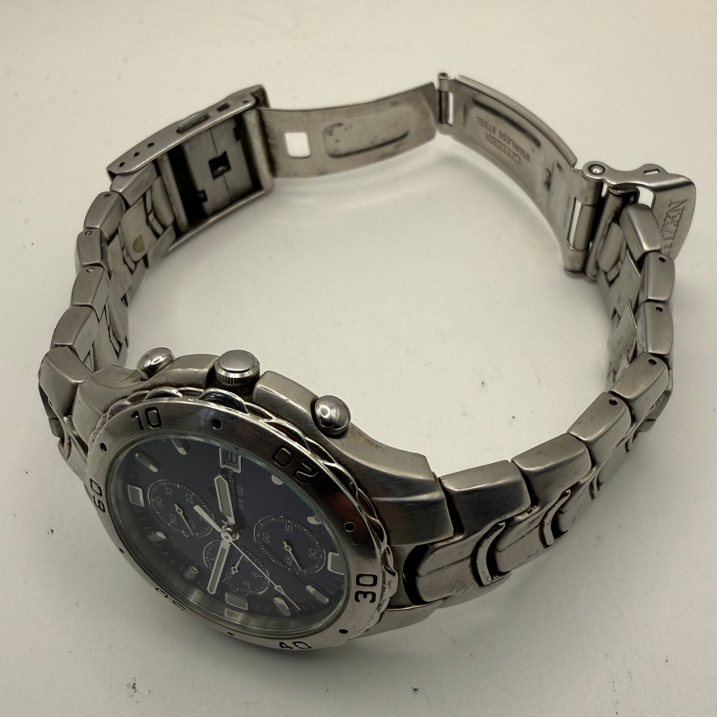 Citizen Blue Dial Chronograph WR100 Stainless Steel Watch- £89.99