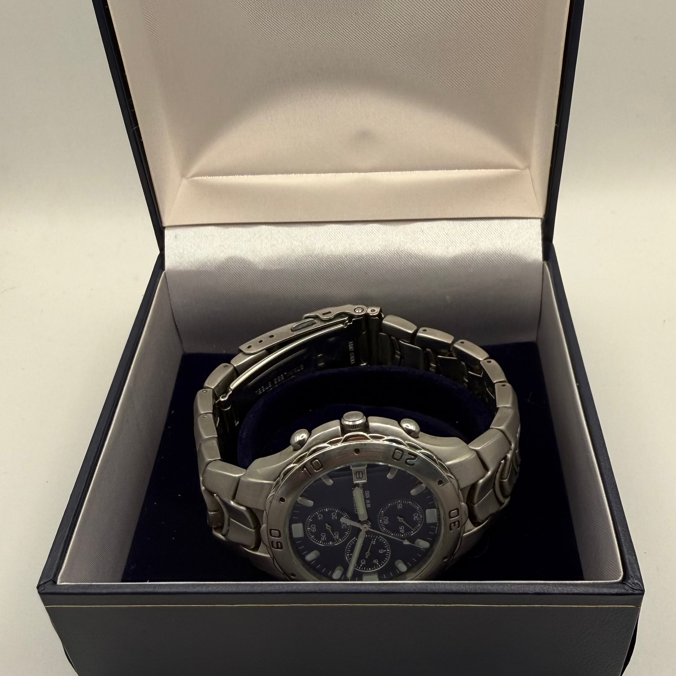 Citizen Blue Dial Chronograph WR100 Stainless Steel Watch- £89.99