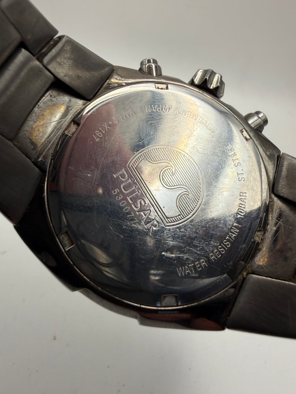 Pulsar Chronograph Alarm 100M Stainless Steel Watch – Black Dial- £49.99