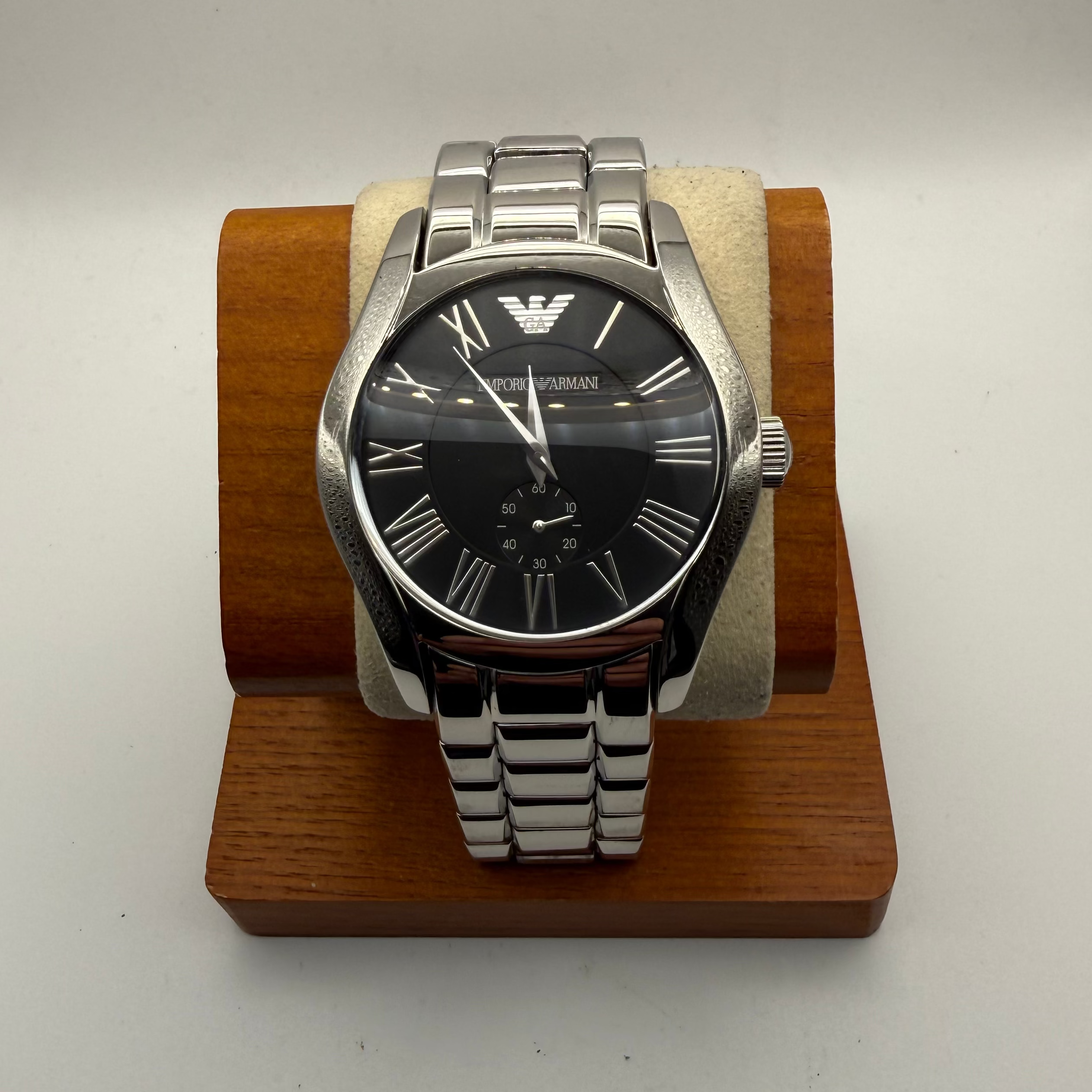 Emporio Armani AR-0680 Black Dial Stainless Steel Watch Full Set- £79.99
