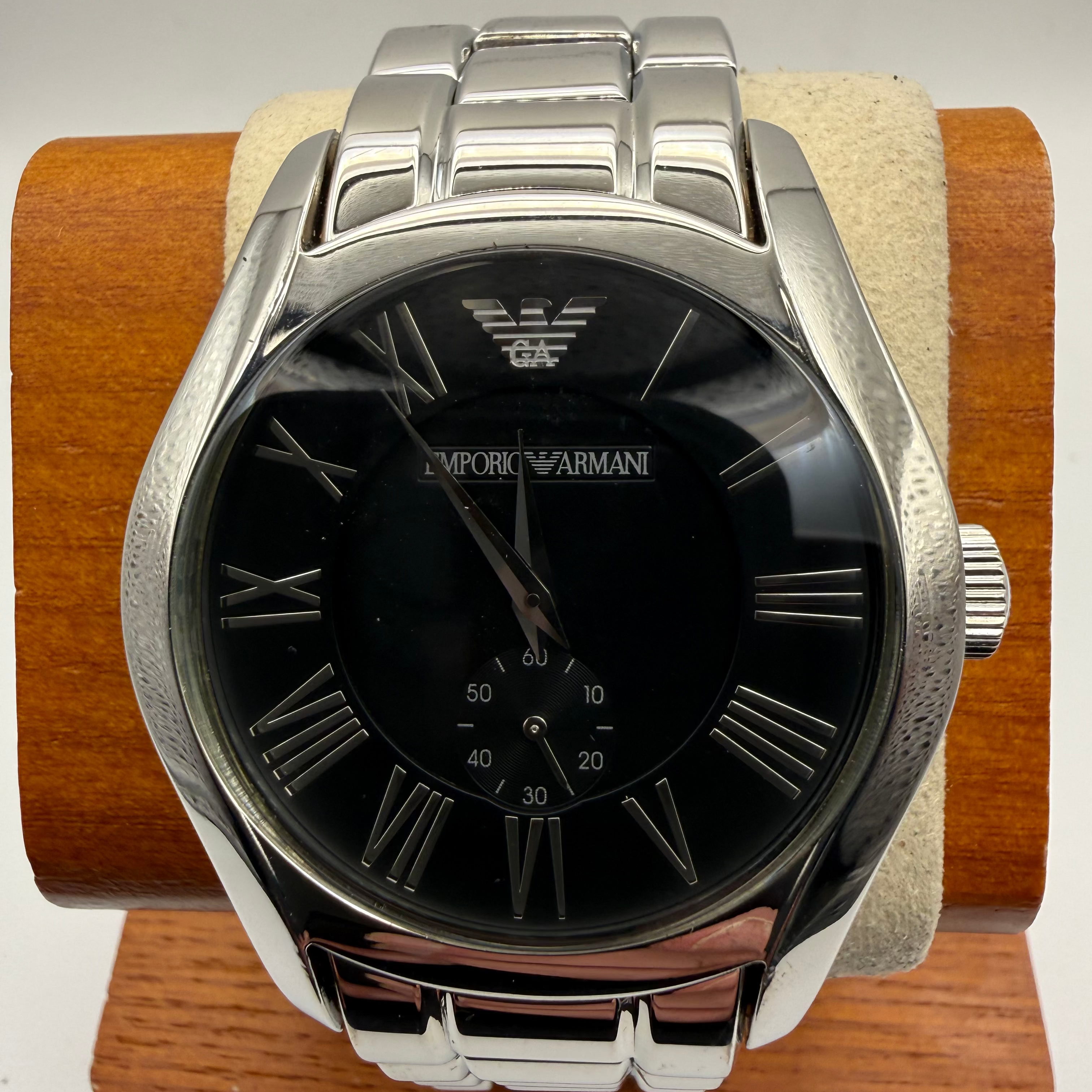 Emporio Armani AR-0680 Black Dial Stainless Steel Watch Full Set- £79.99