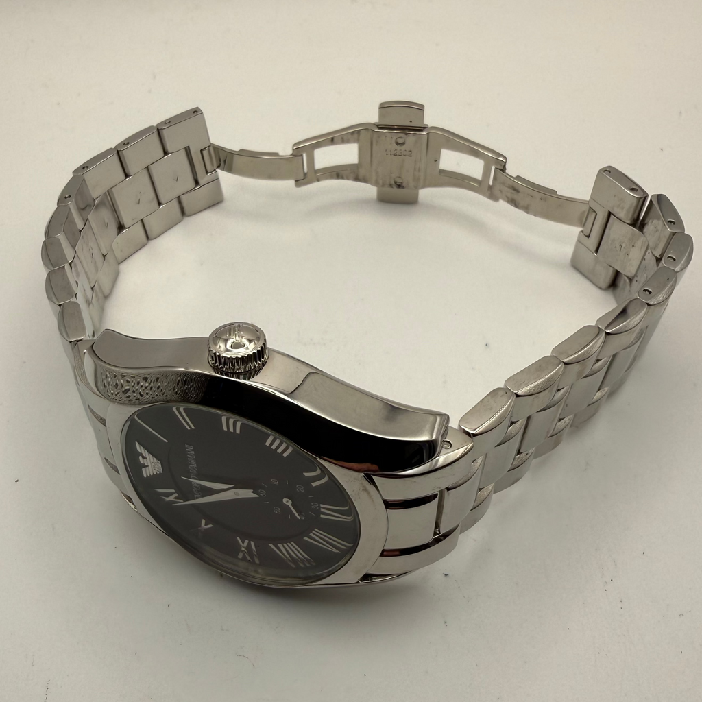 Emporio Armani AR-0680 Black Dial Stainless Steel Watch Full Set- £79.99