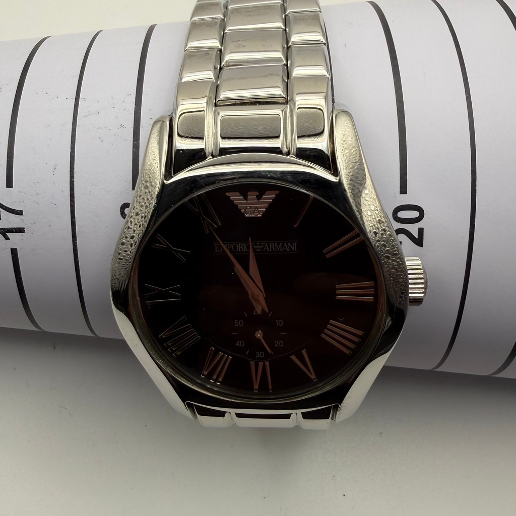 Emporio Armani AR-0680 Black Dial Stainless Steel Watch Full Set- £79.99