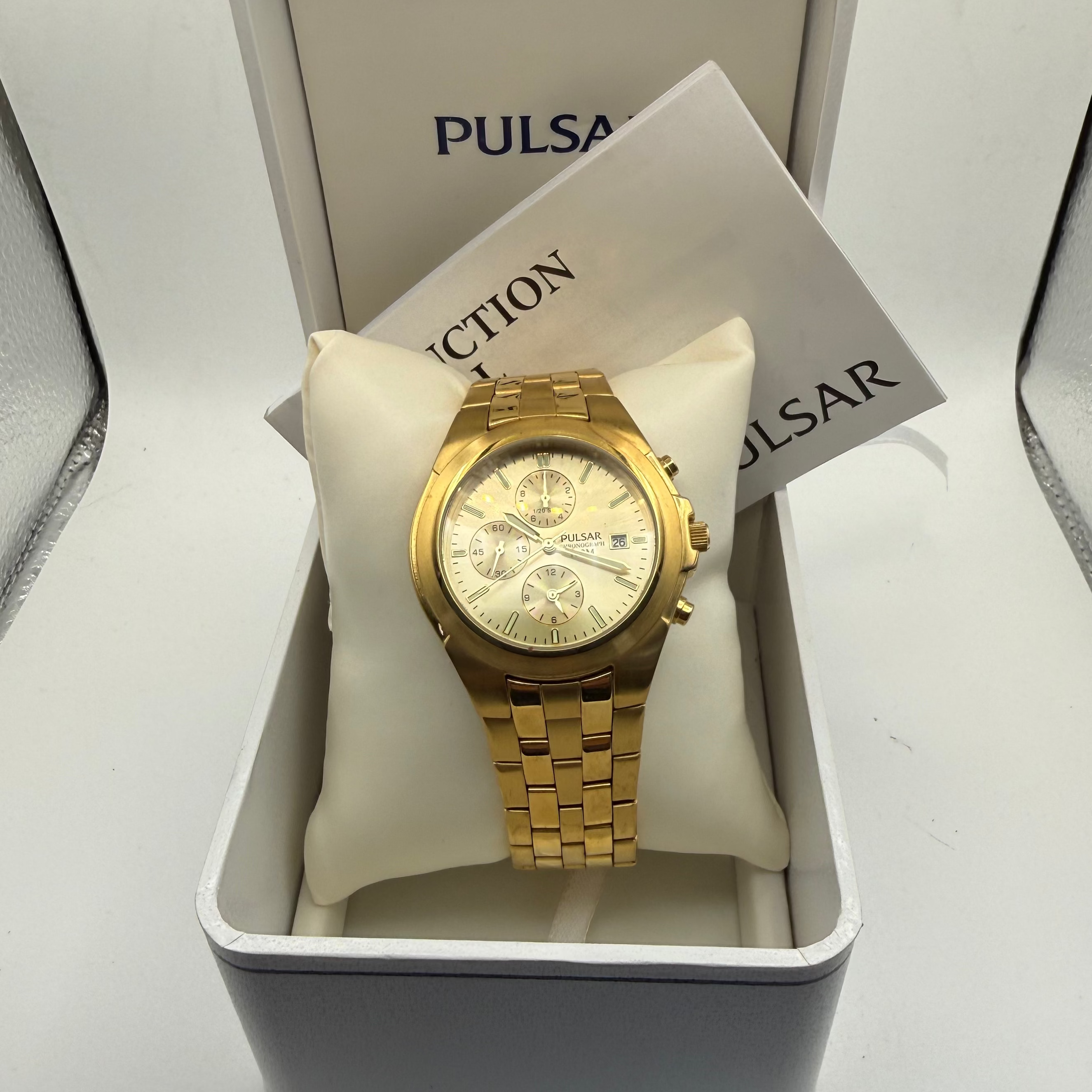 Pulsar YM92-X122 Gold Tone Chronograph Watch 100M- £49.99