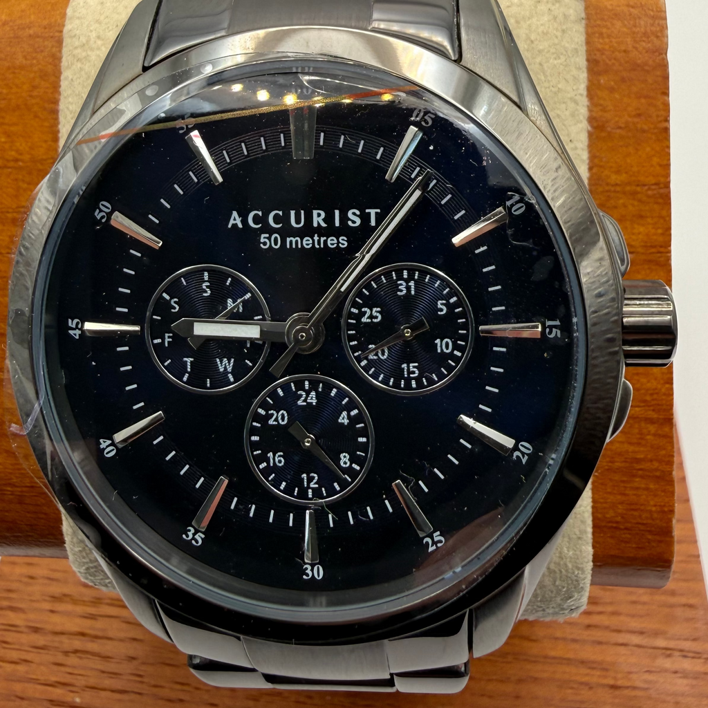 Accurist London Black Ion-Plated Multi-Function Men’s Watch – Full Set Boxed- £69.95