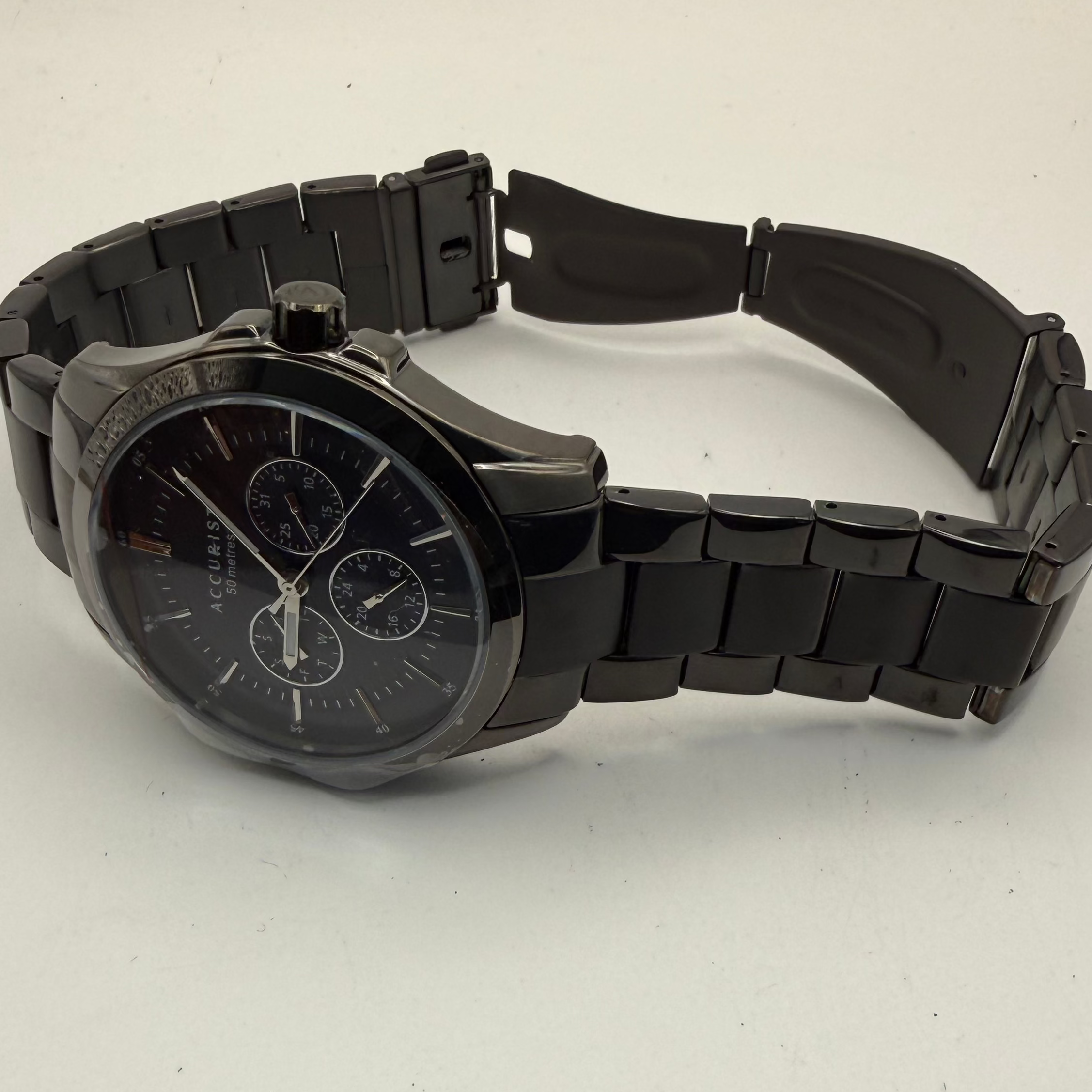Accurist London Black Ion-Plated Multi-Function Men’s Watch – Full Set Boxed- £69.95