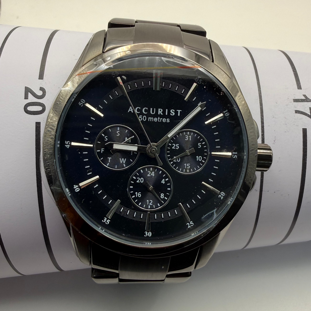 Accurist London Black Ion-Plated Multi-Function Men’s Watch – Full Set Boxed- £69.95