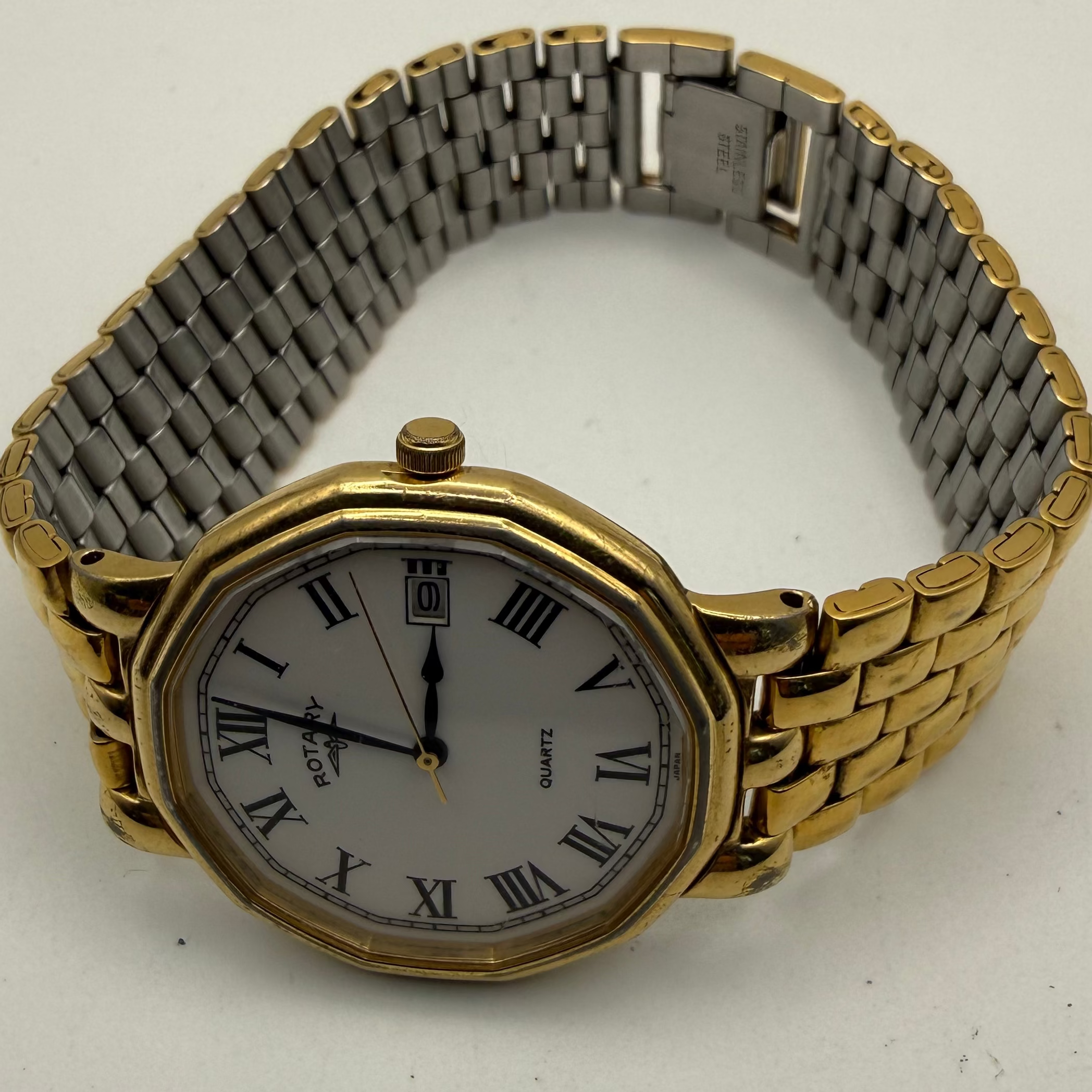 Rotary Classic Gold Tone Quartz Watch – Roman Dial- £49.99