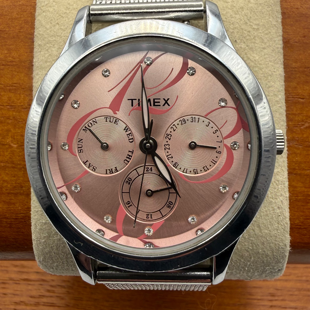 Timex TW2R64400 Ladies Multifunction Pink Crystal Dial Mesh Bracelet Watch- £34.99