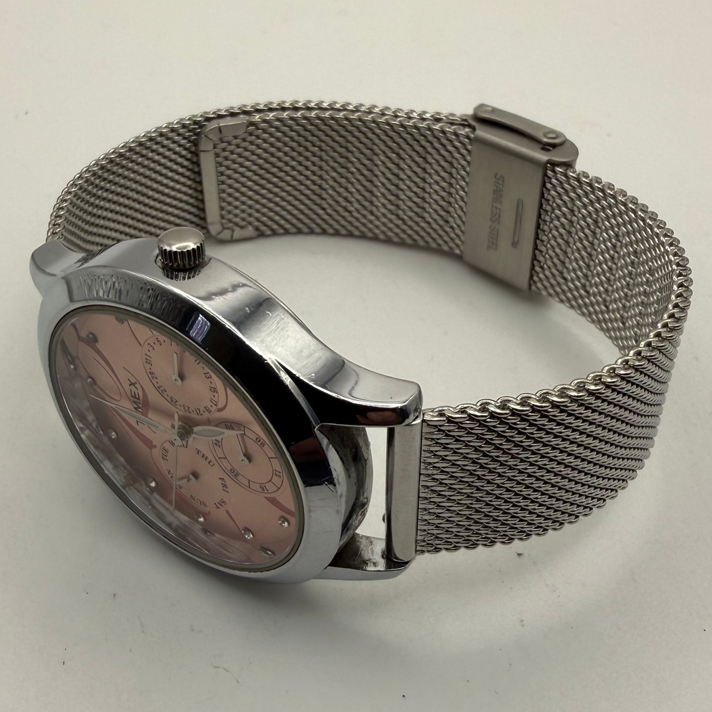 Timex TW2R64400 Ladies Multifunction Pink Crystal Dial Mesh Bracelet Watch- £34.99